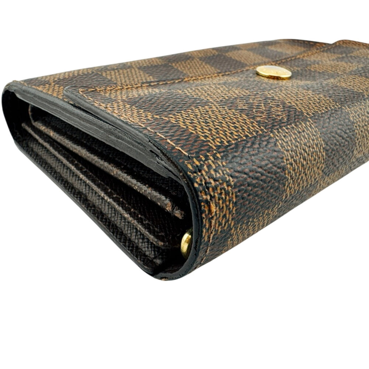 Louis Vuitton Damier Brown Leather Wallet (Tri-Fold) (Pre-Owned)