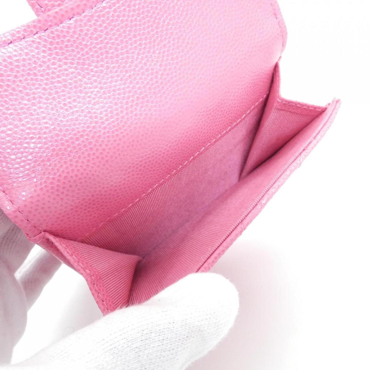 Chanel Pink Grained Calfskin Wallet (Tri-Fold) (Pre-Owned)