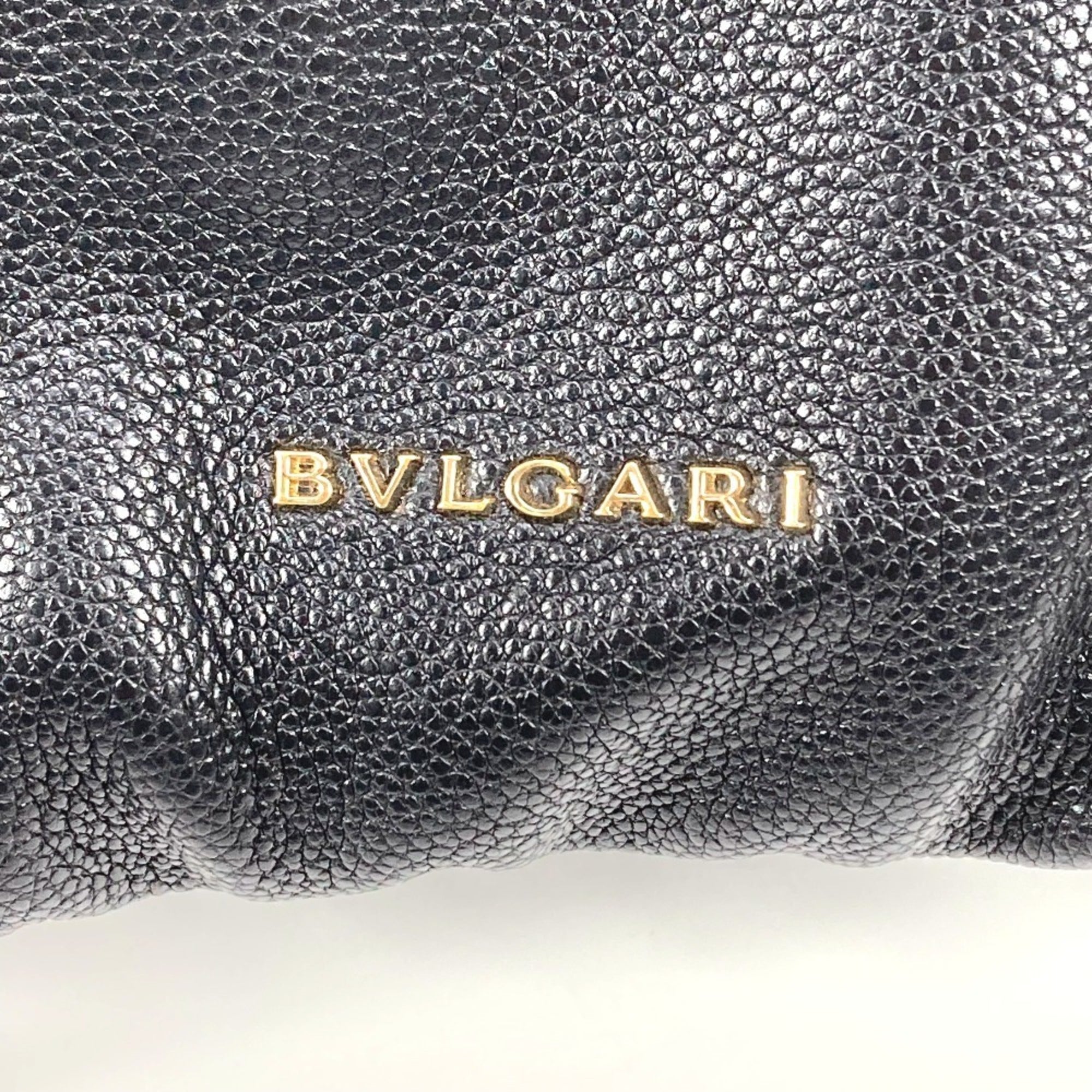 Bvlgari Black Leather Shoulder Bag Tote Bag (Pre-Owned)