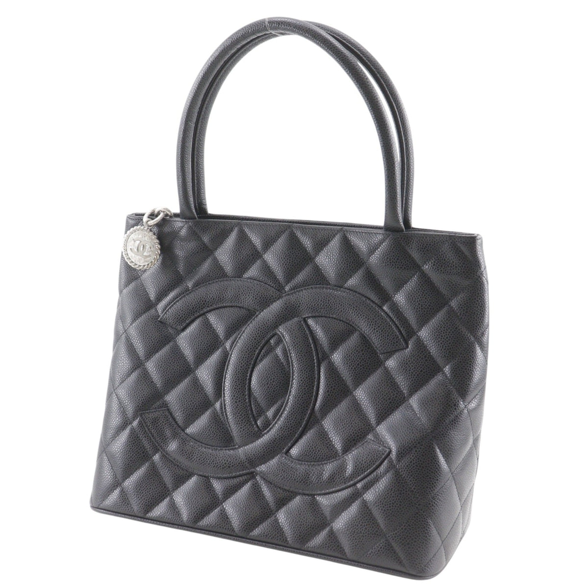 Chanel Black Grained Calfskin Tote Bag (Pre-Owned)