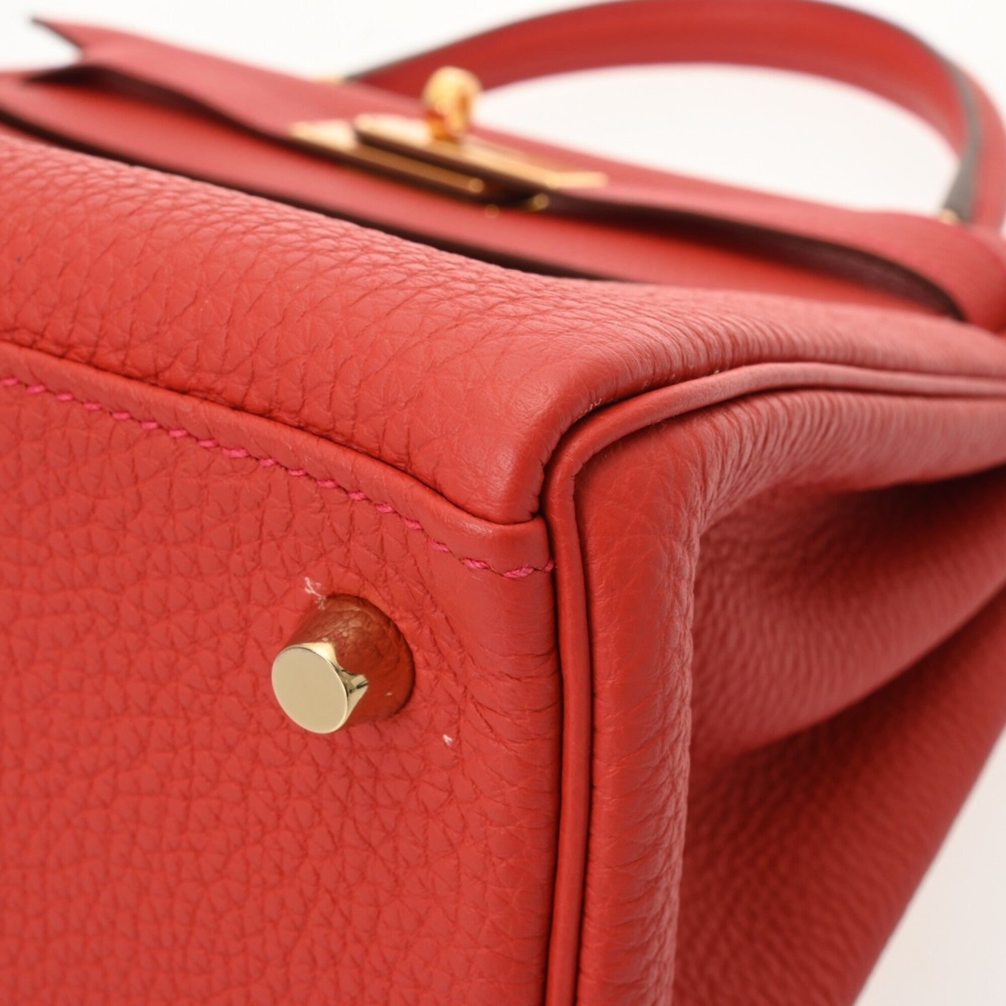 Hermes Vermilion Taurillon Clemence Leather Handbag (Pre-Owned)