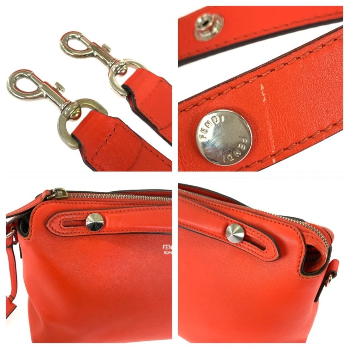 Fendi Orange Leather Handbag Shoulder Bag (Pre-Owned)