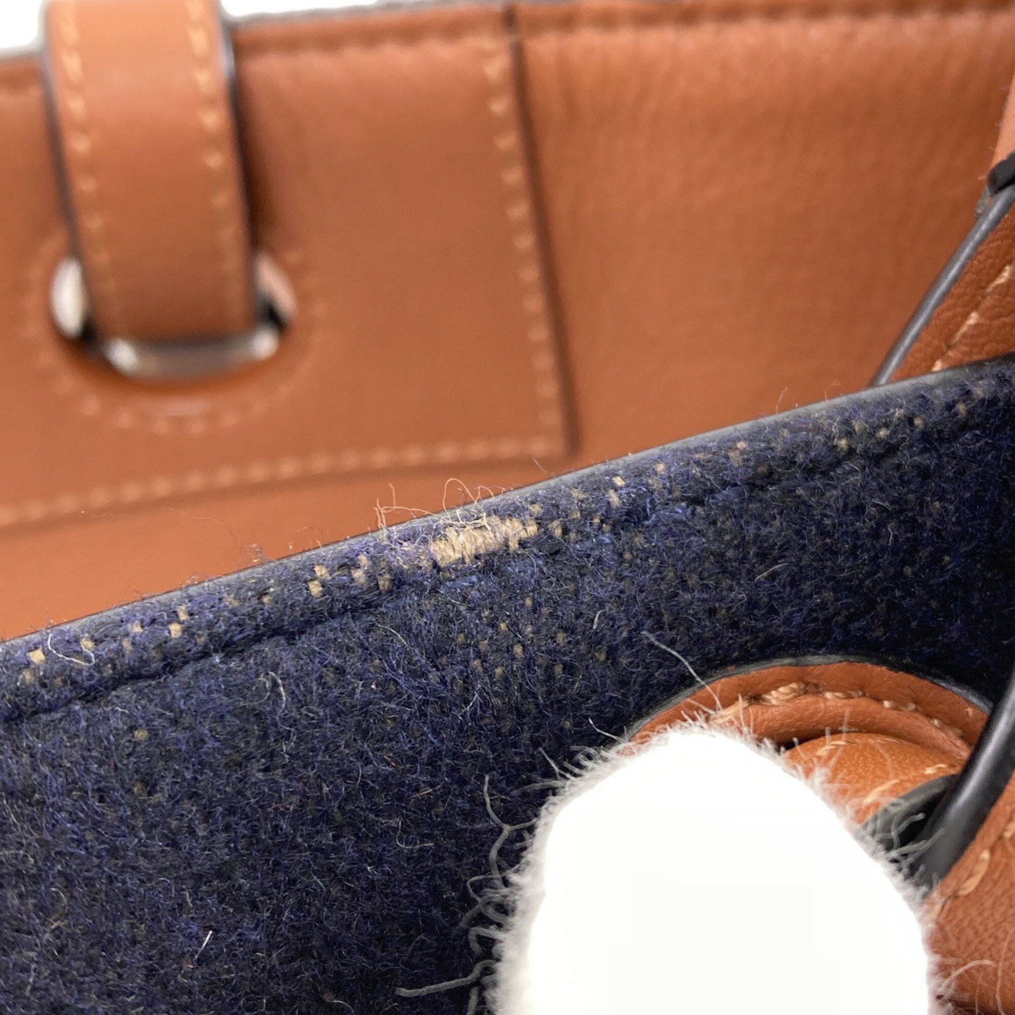 Loewe Brown Navy Wool Tote Bag (Pre-Owned)