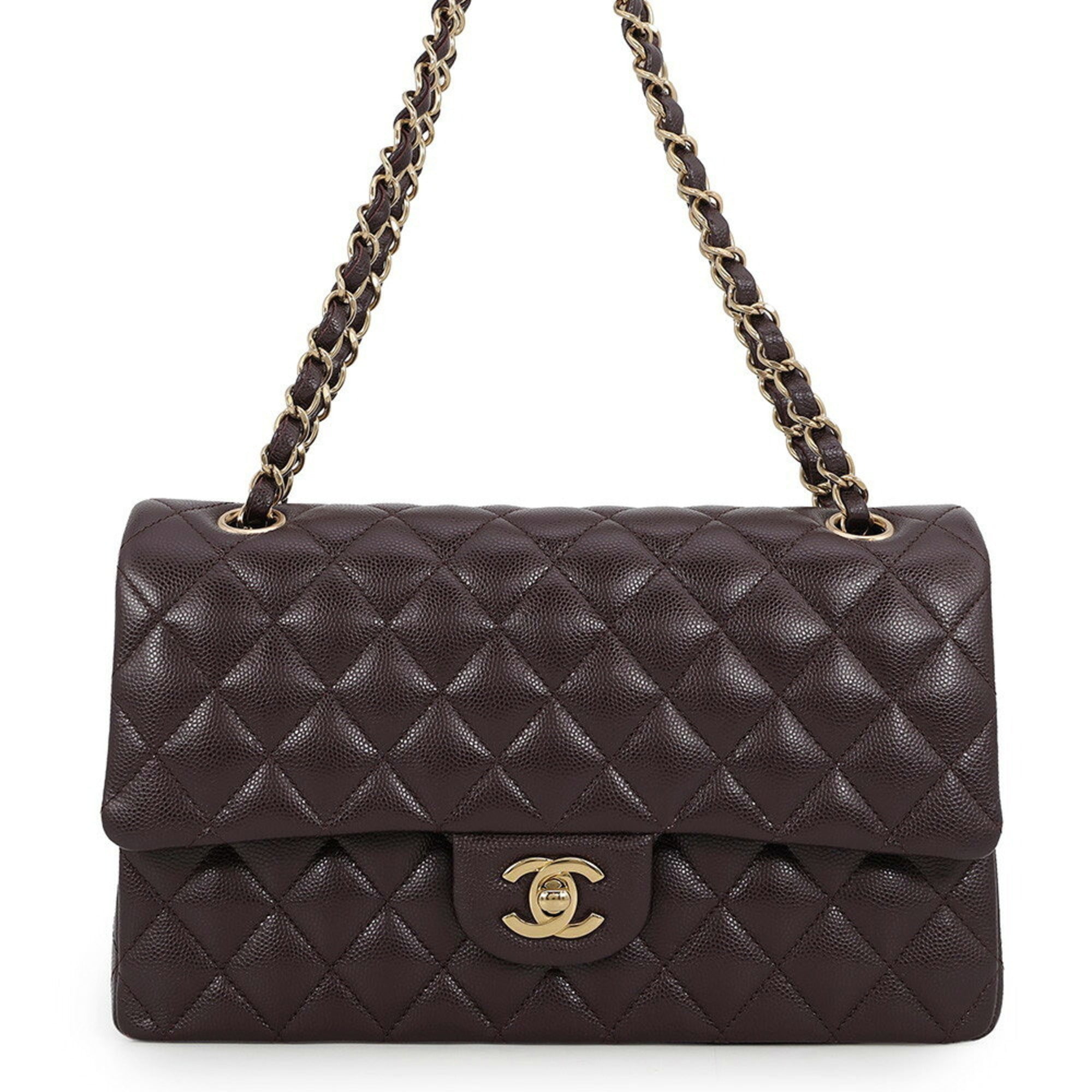 Chanel Matelasse Brown Grained Calfskin Handbag Shoulder Bag (Pre-Owned)