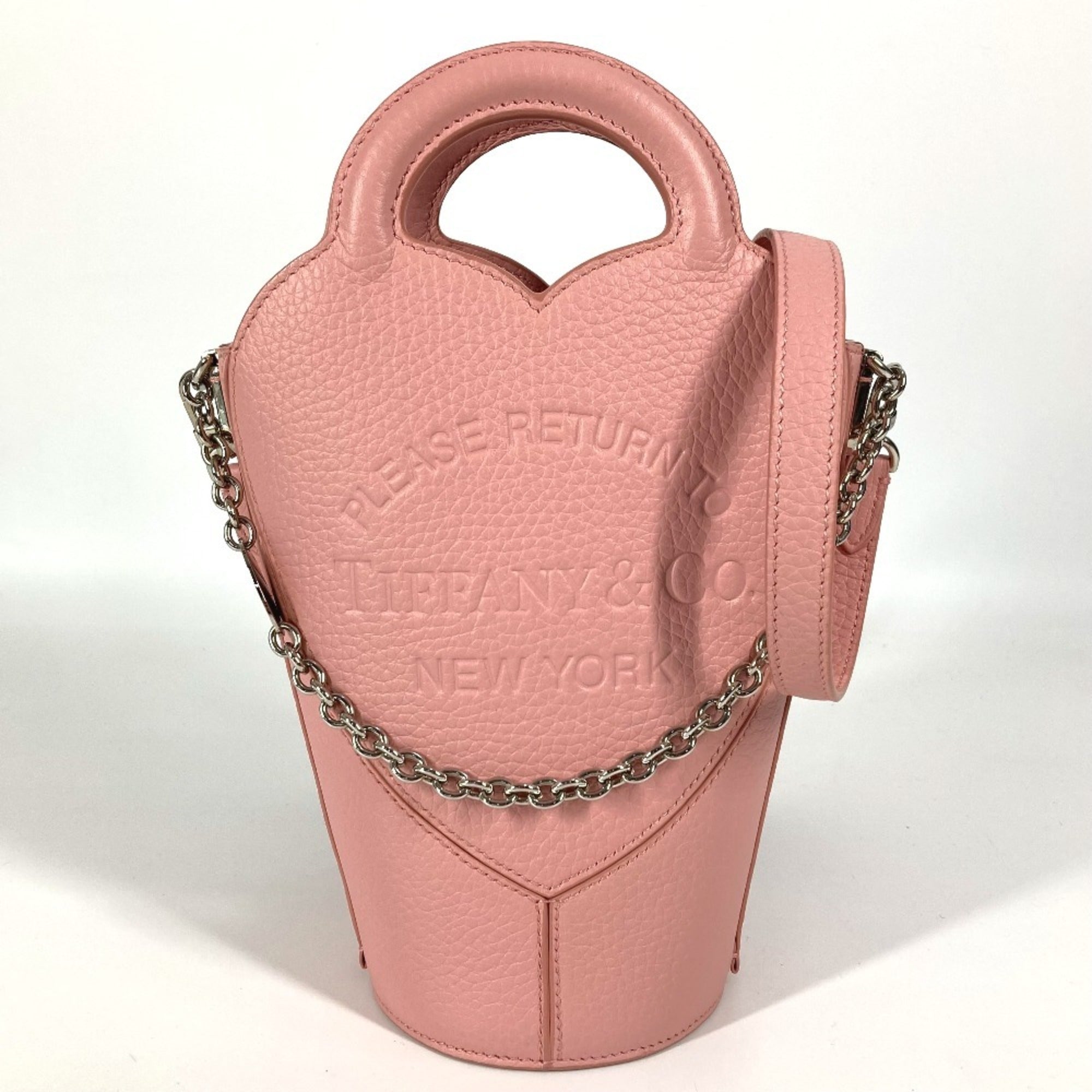 Tiffany Pink Leather Handbag Pochette Shoulder Bag Sling Bag (Pre-Owned)