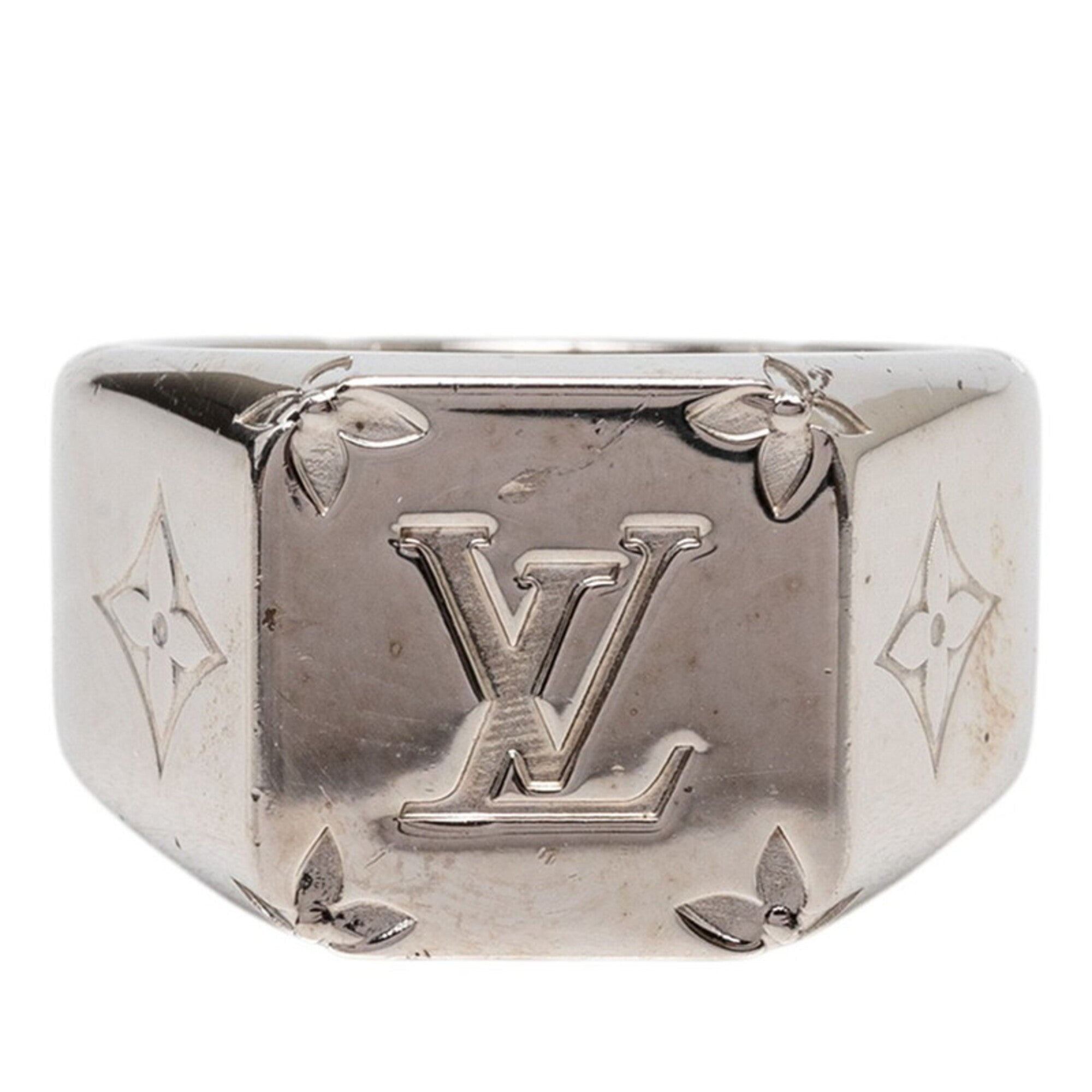 Louis Vuitton Silver Metal Band Ring (Pre-Owned)