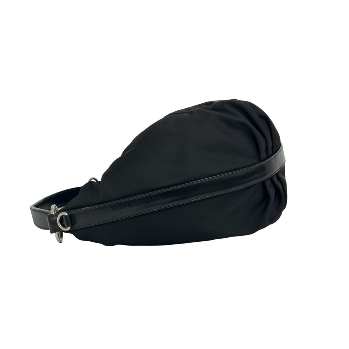 Prada Black Nylon Leather Shoulder Bag Tote Bag (Pre-Owned)
