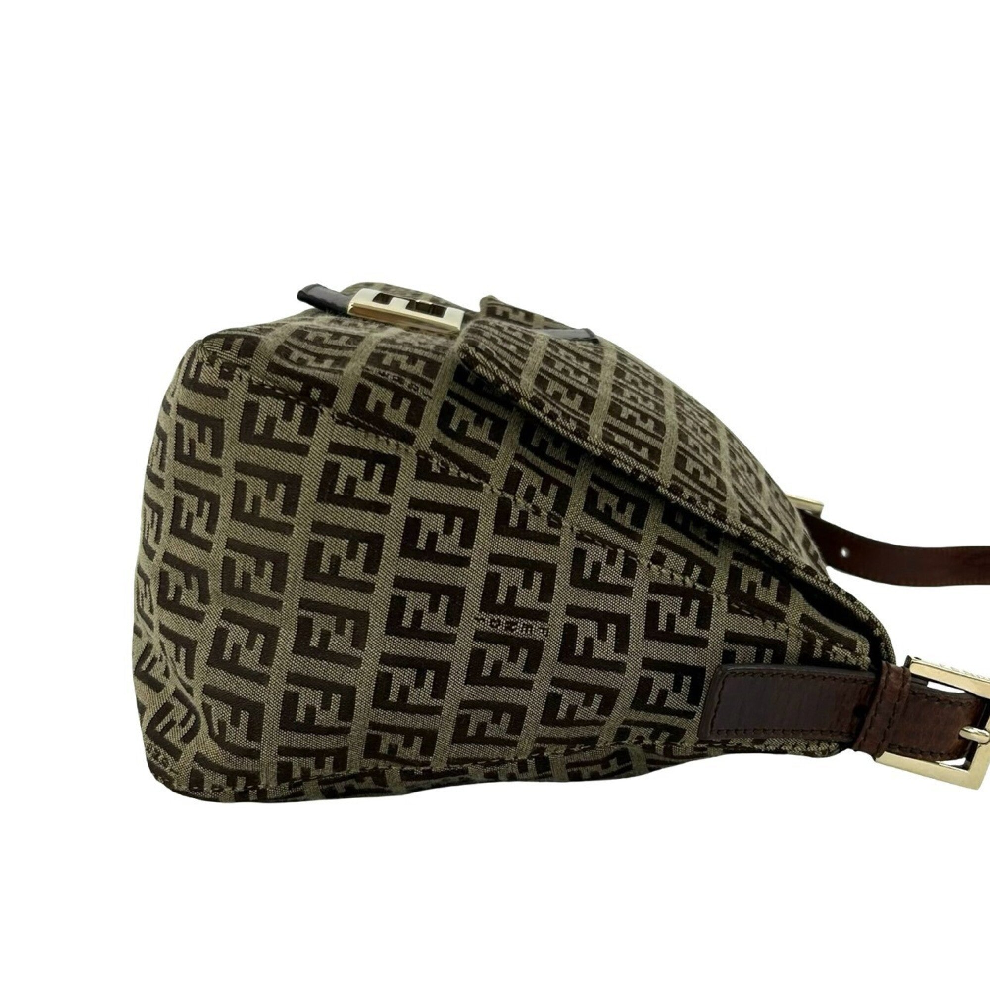 Fendi Brown Canvas Leather Shoulder Bag (Pre-Owned)