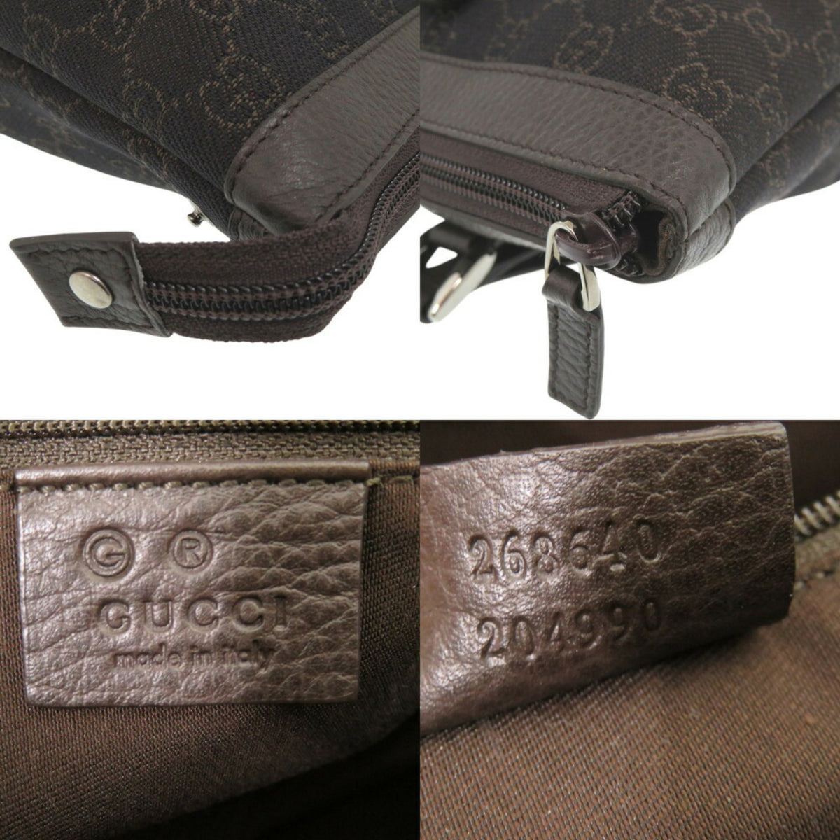 Gucci Dark Brown Canvas Leather Tote Bag (Pre-Owned)
