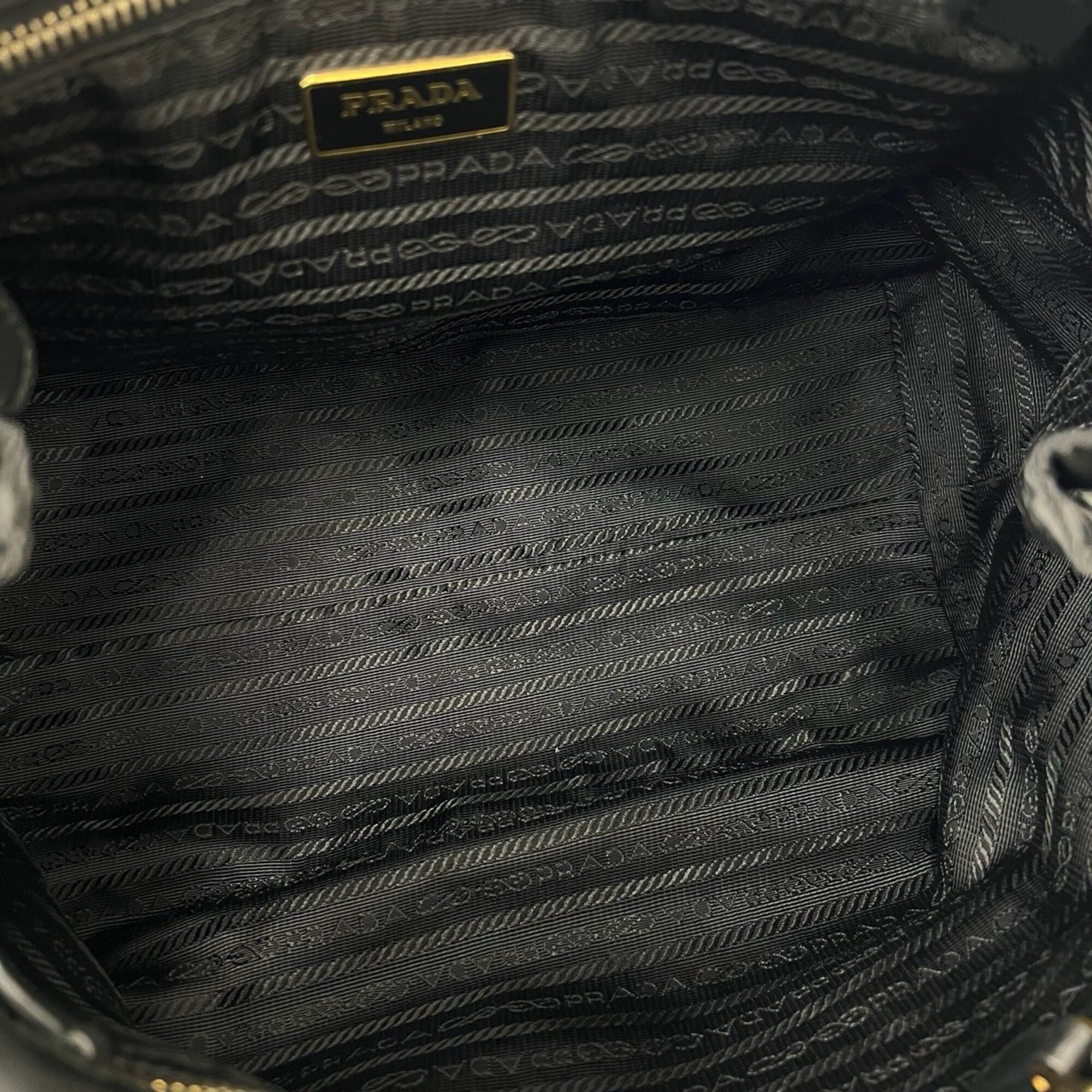 Prada Black Nylon Leather Handbag Shoulder Bag Tote Bag (Pre-Owned)