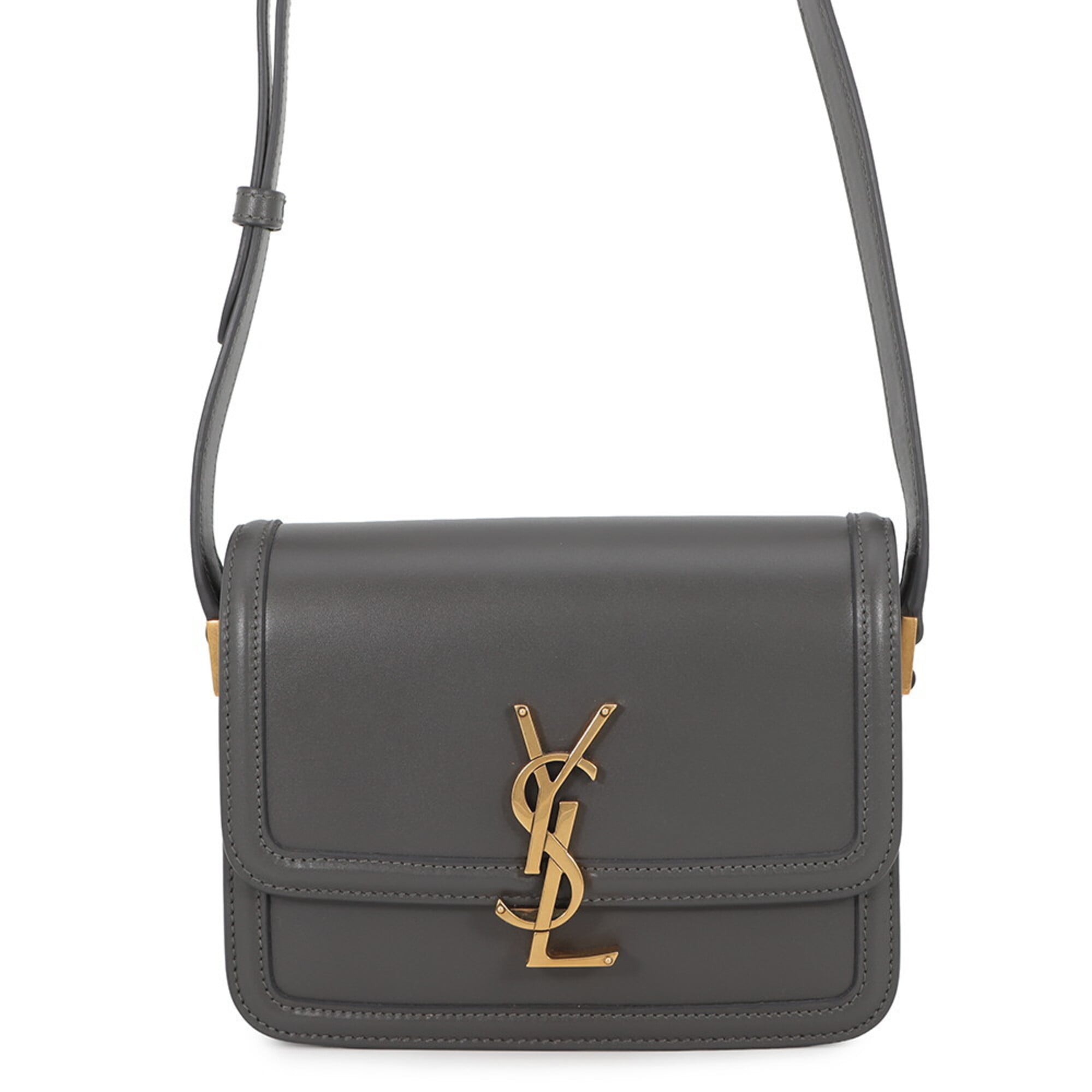 Yves Saint Laurent Gray Leather Handbag Shoulder Bag (Pre-Owned)