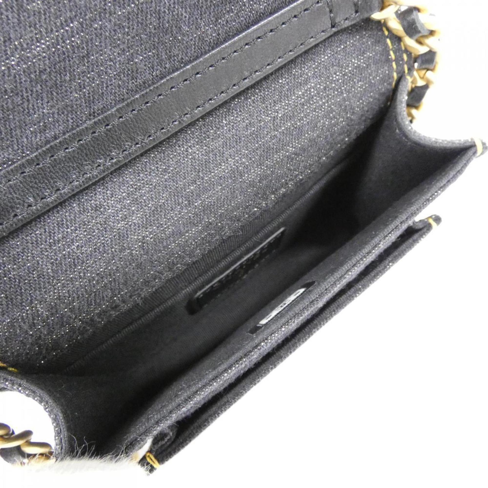 Chanel Black Denim Handbag Shoulder Bag (Pre-Owned)