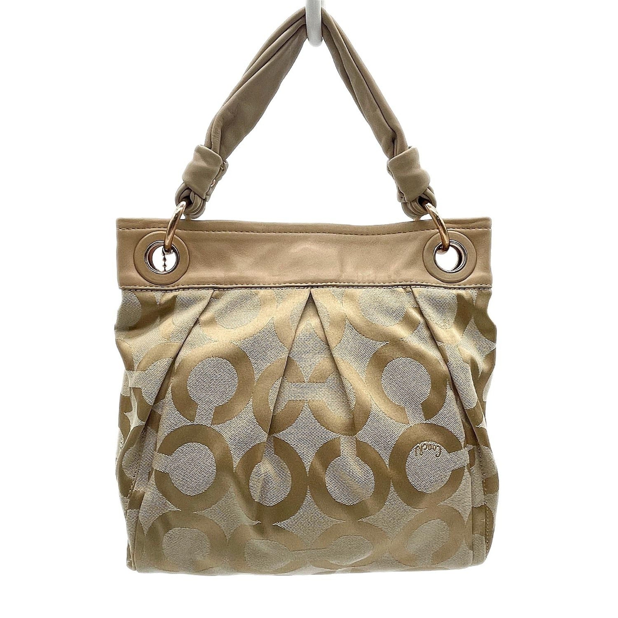 Coach Beige Canvas Leather Shoulder Bag (Pre-Owned)
