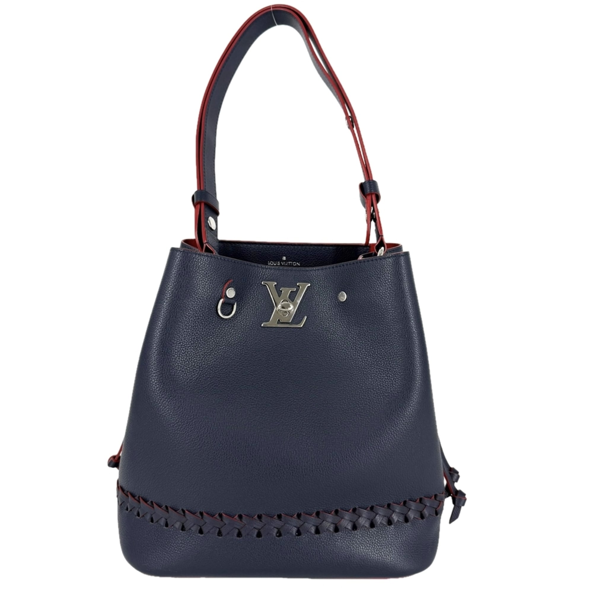 Louis Vuitton Navy Red Color Leather Shoulder Bag (Pre-Owned)