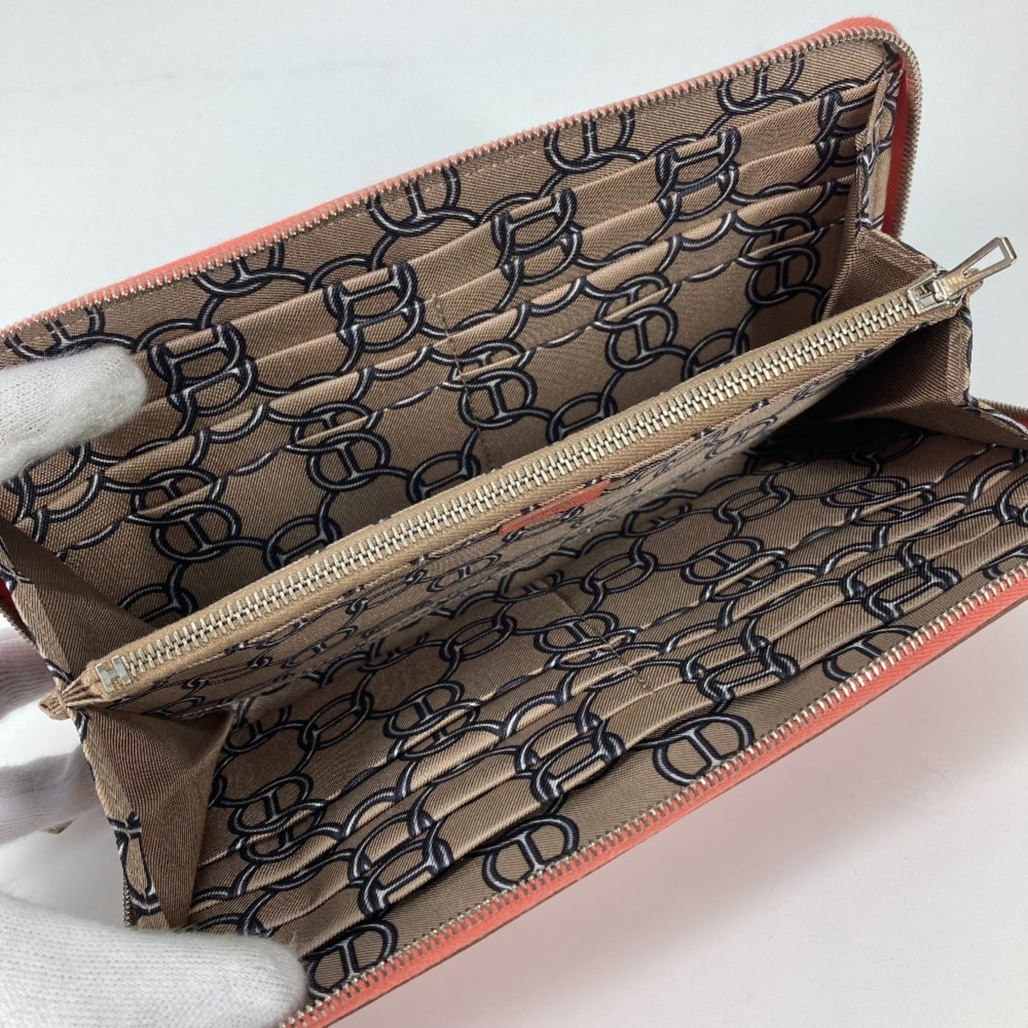 Hermes Silk'in Pink Epsom Leather Long Wallet (Bi-Fold) (Pre-Owned)