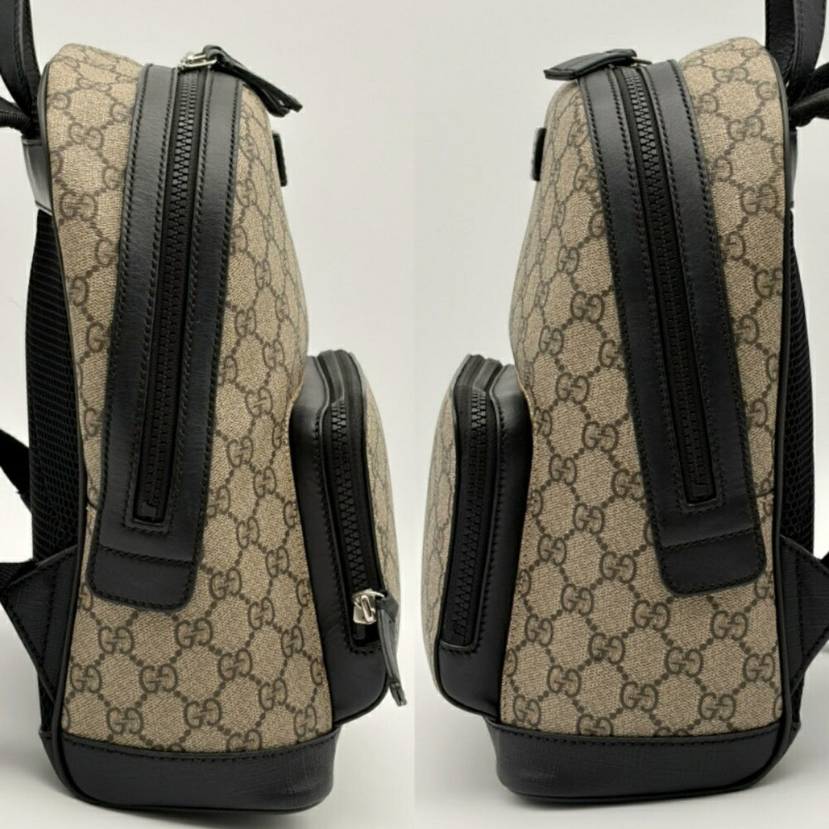 Gucci Beige Black Pvc Leather Backpack (Pre-Owned)
