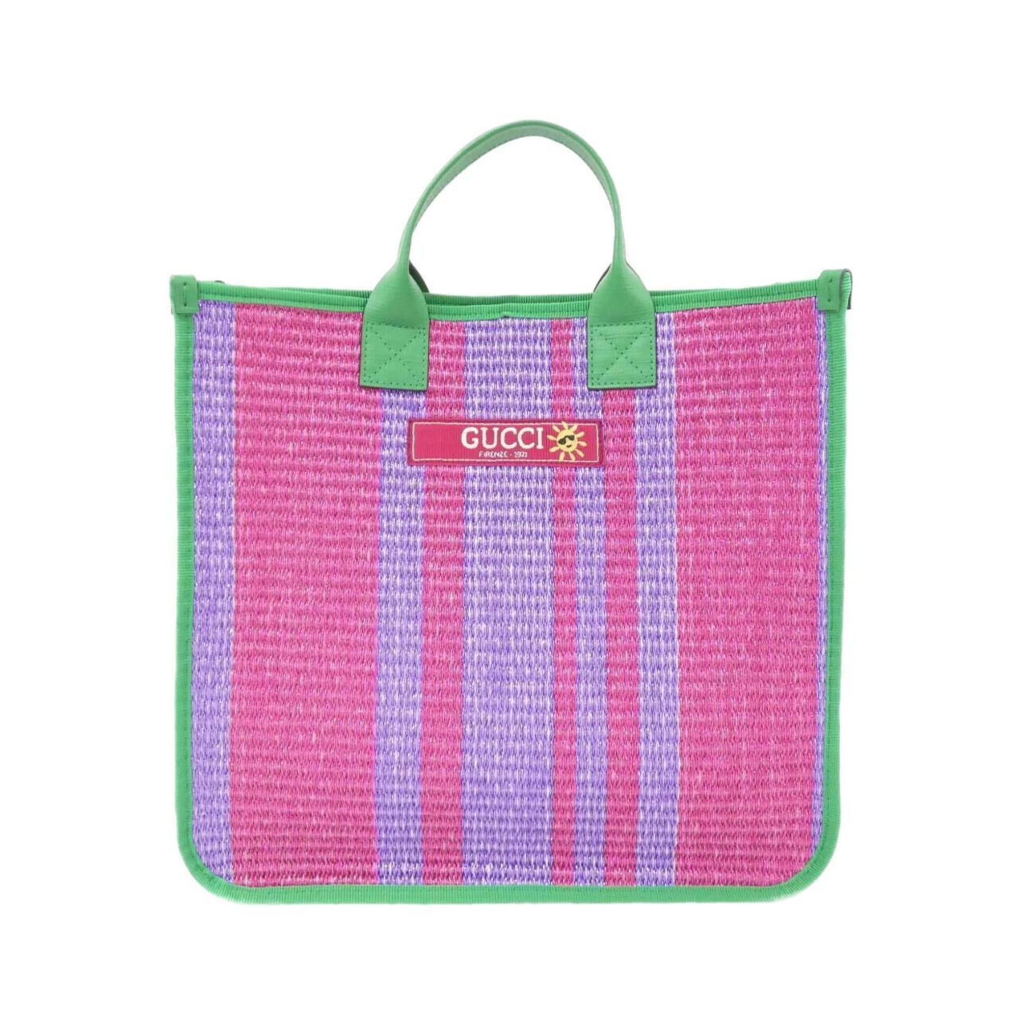 Gucci Green Purple Canvas Handbag (Pre-Owned)