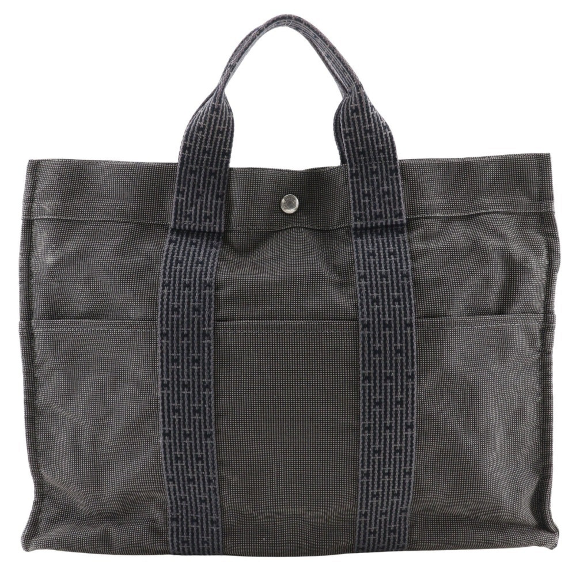 Hermes Gray Nylon Canvas Handbag (Pre-Owned)