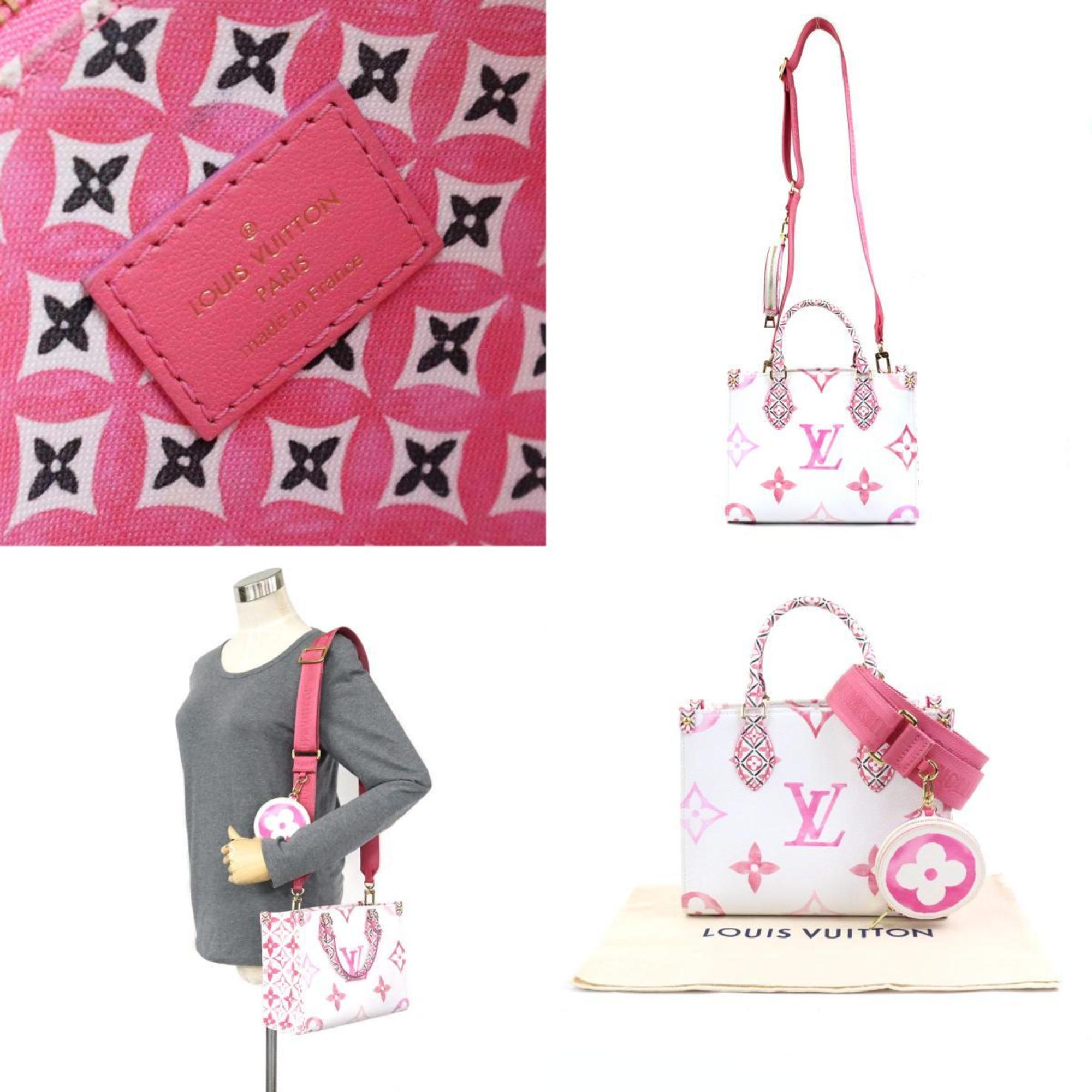 Louis Vuitton Pink White Leather Handbag Shoulder Bag (Pre-Owned)
