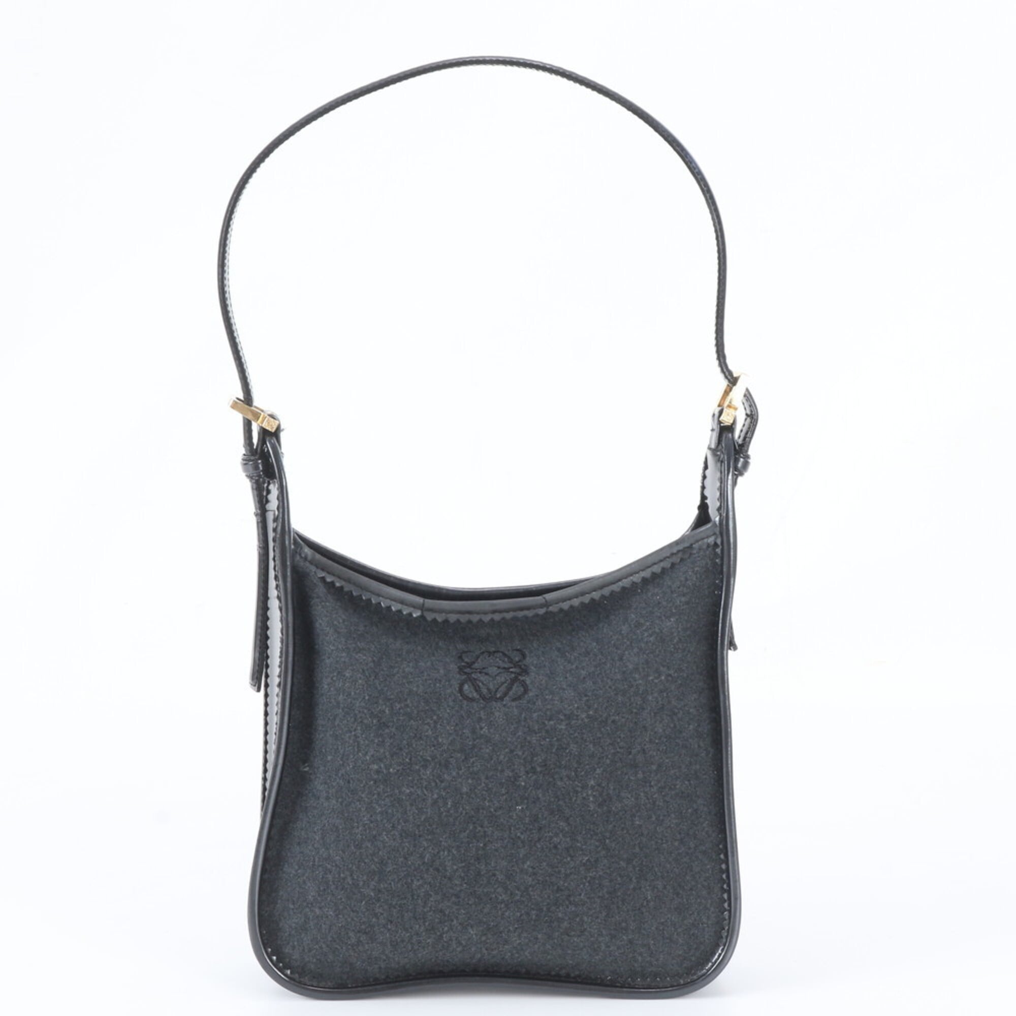 Loewe Black Gray Leather Handbag Shoulder Bag (Pre-Owned)