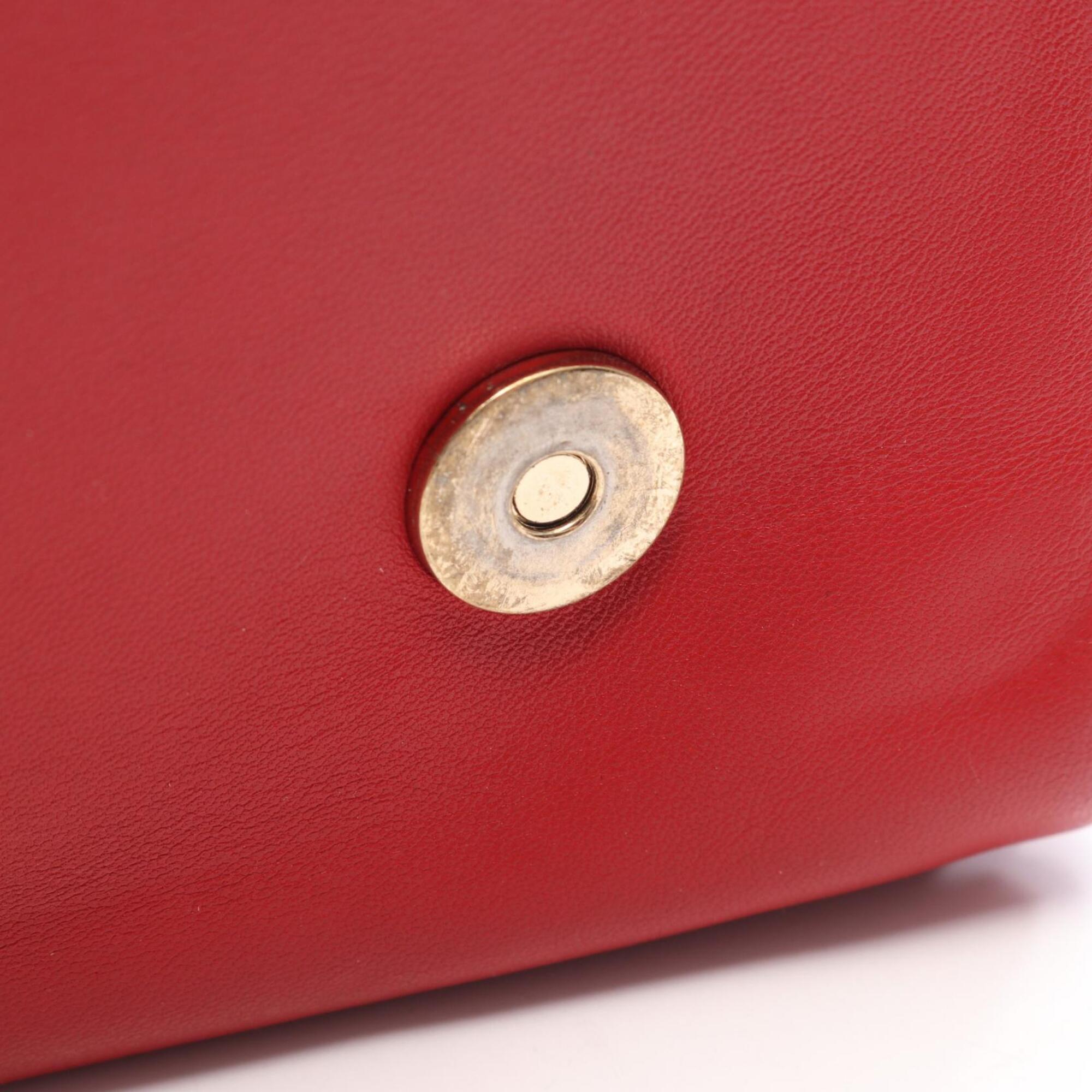 Valentino Red Color Leather Handbag Shoulder Bag (Pre-Owned)