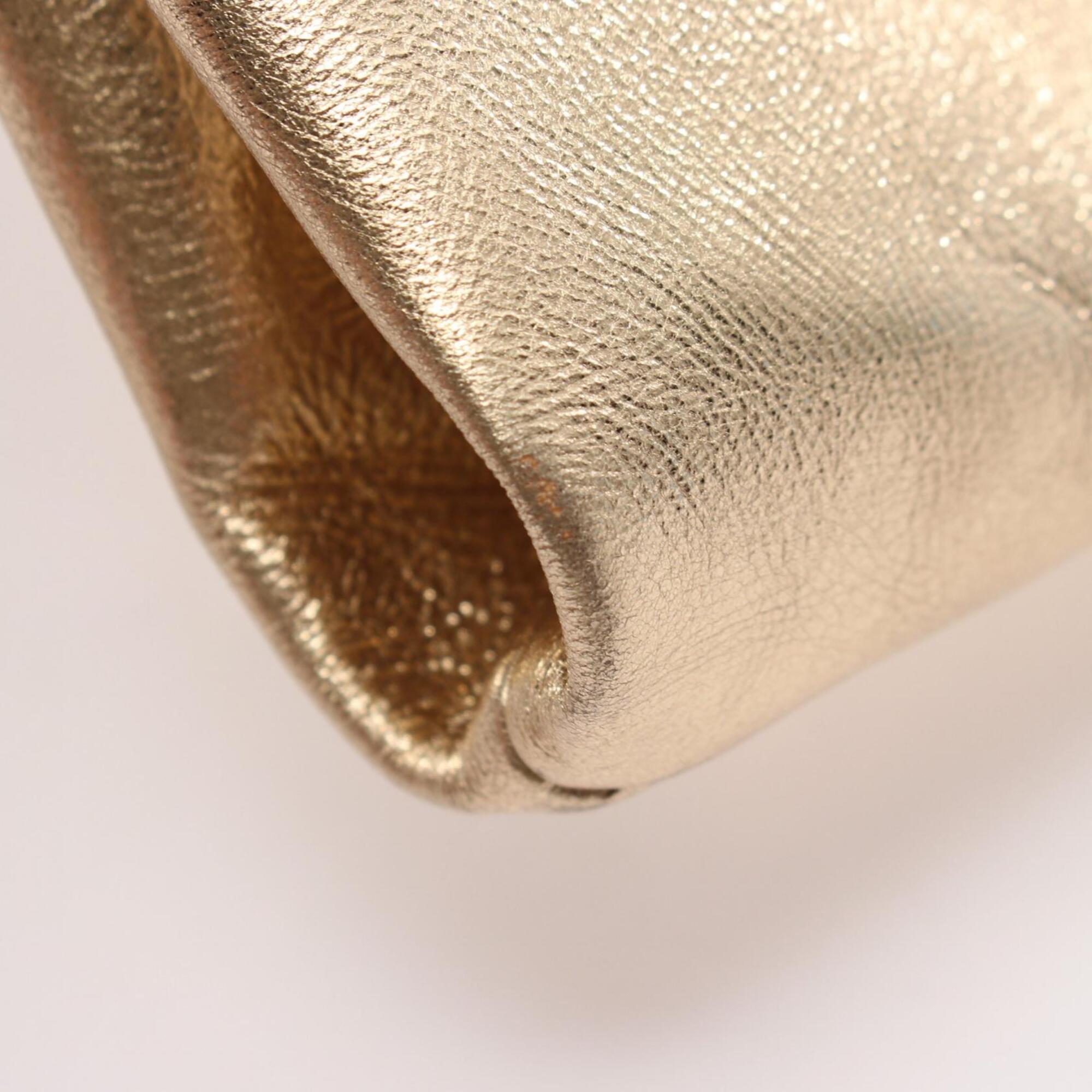 Jimmy Choo Gold Leather Handbag Shoulder Bag (Pre-Owned)