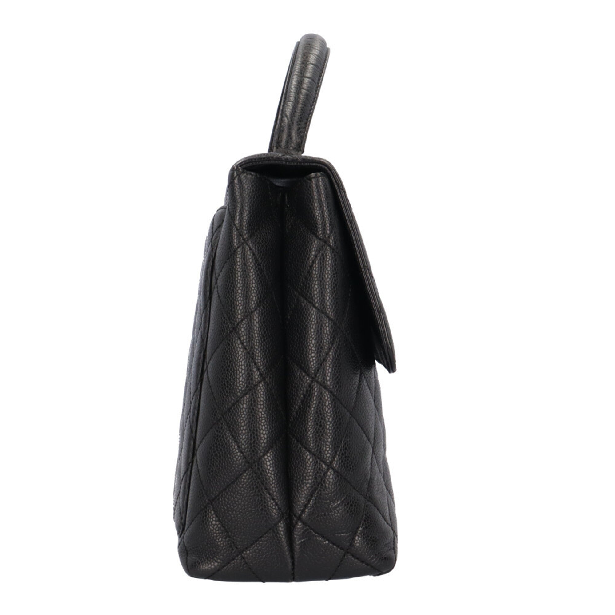 Chanel Matelasse Black Grained Calfskin Handbag (Pre-Owned)