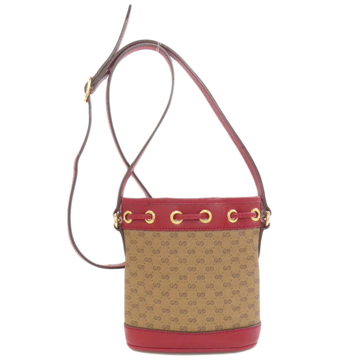 Gucci Brown Red Color Pvc Leather Shoulder Bag (Pre-Owned)
