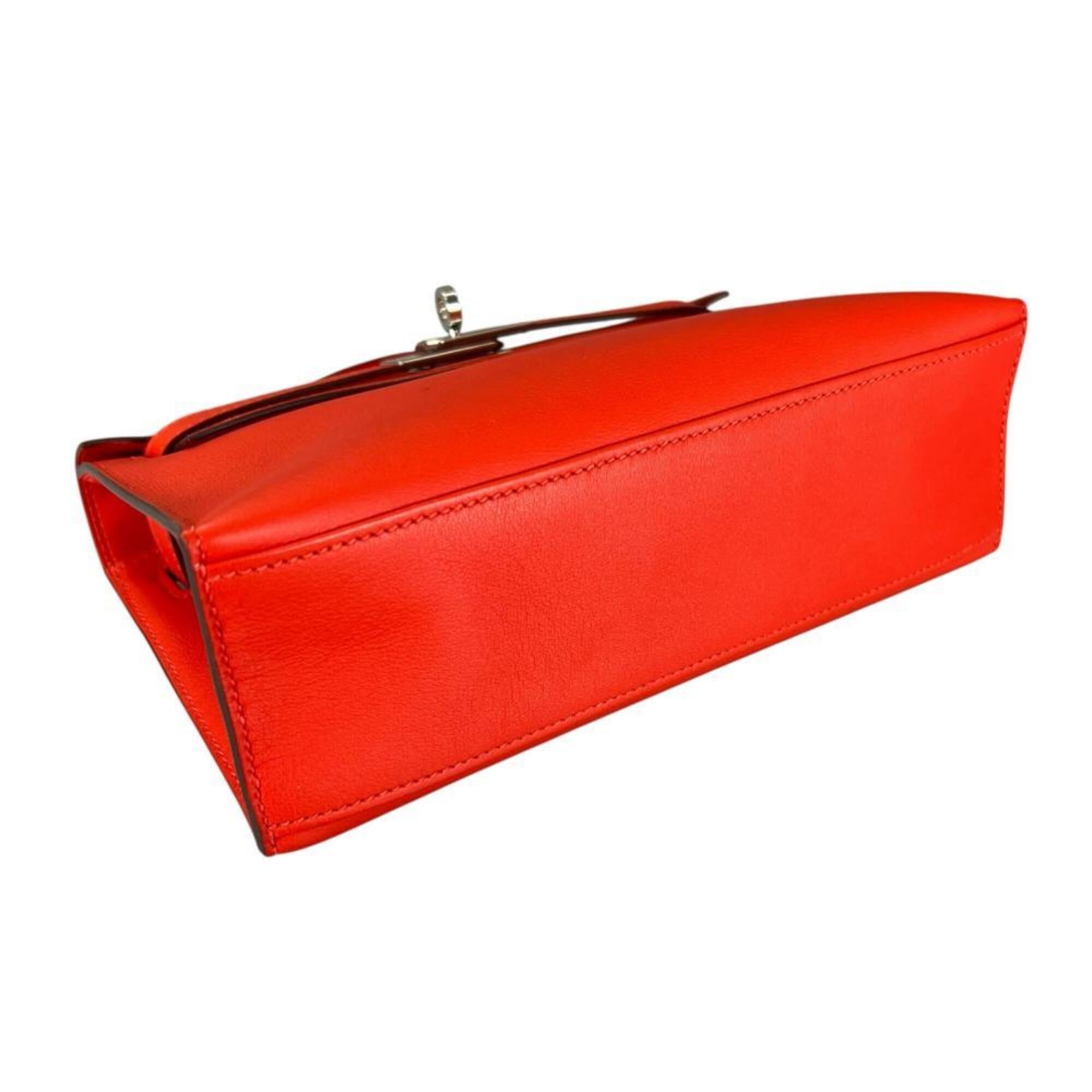 Hermes Red Color Swift Leather Clutch Bag Handbag (Pre-Owned)