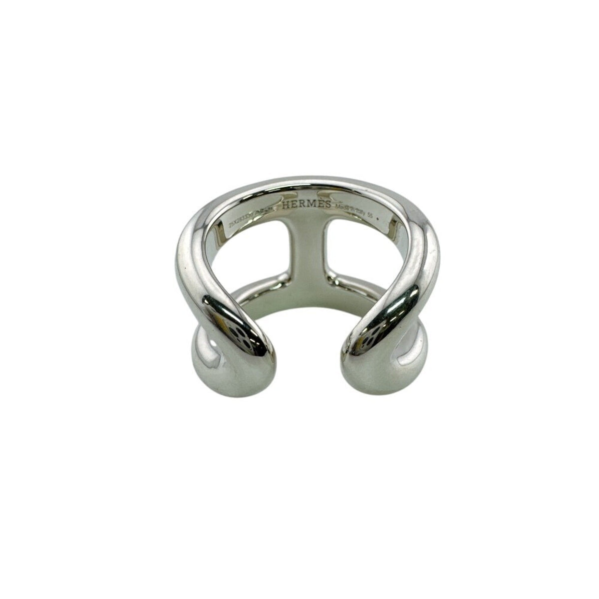 Hermes Silver Silver 925 Band Ring (Pre-Owned)