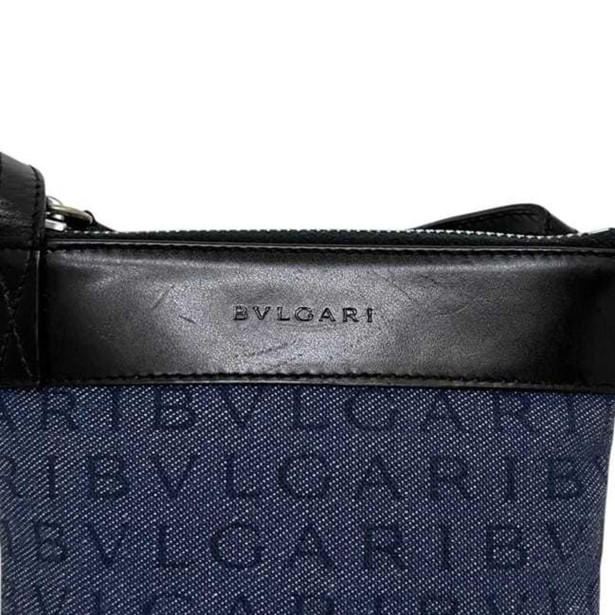 Bvlgari Blue Denim Leather Pochette Shoulder Bag (Pre-Owned)