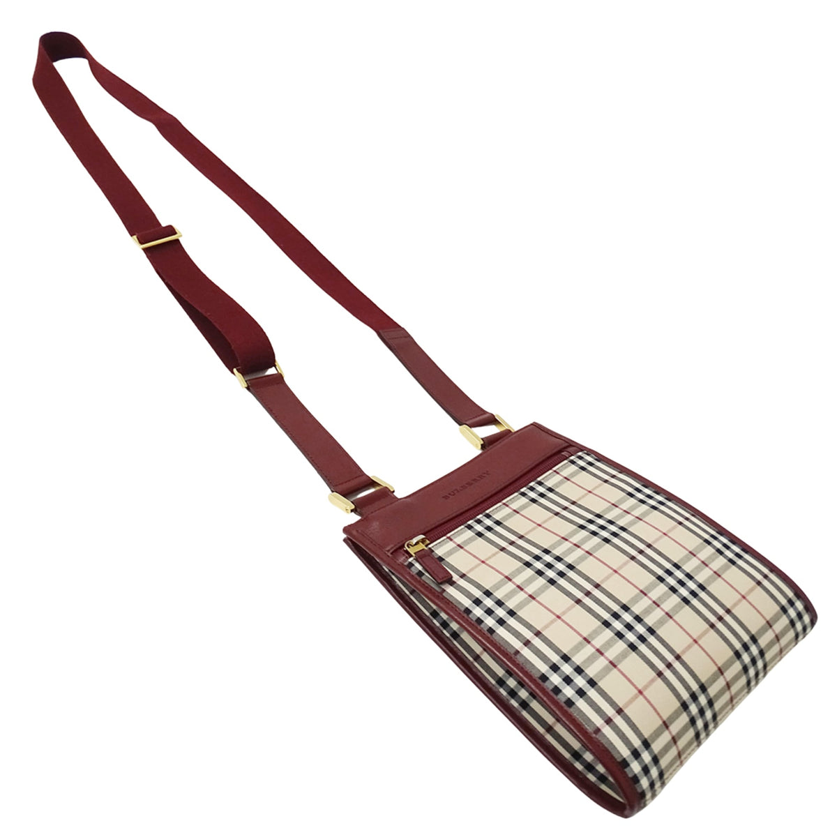 Burberry Beige Bordeaux Canvas Shoulder Bag (Pre-Owned)