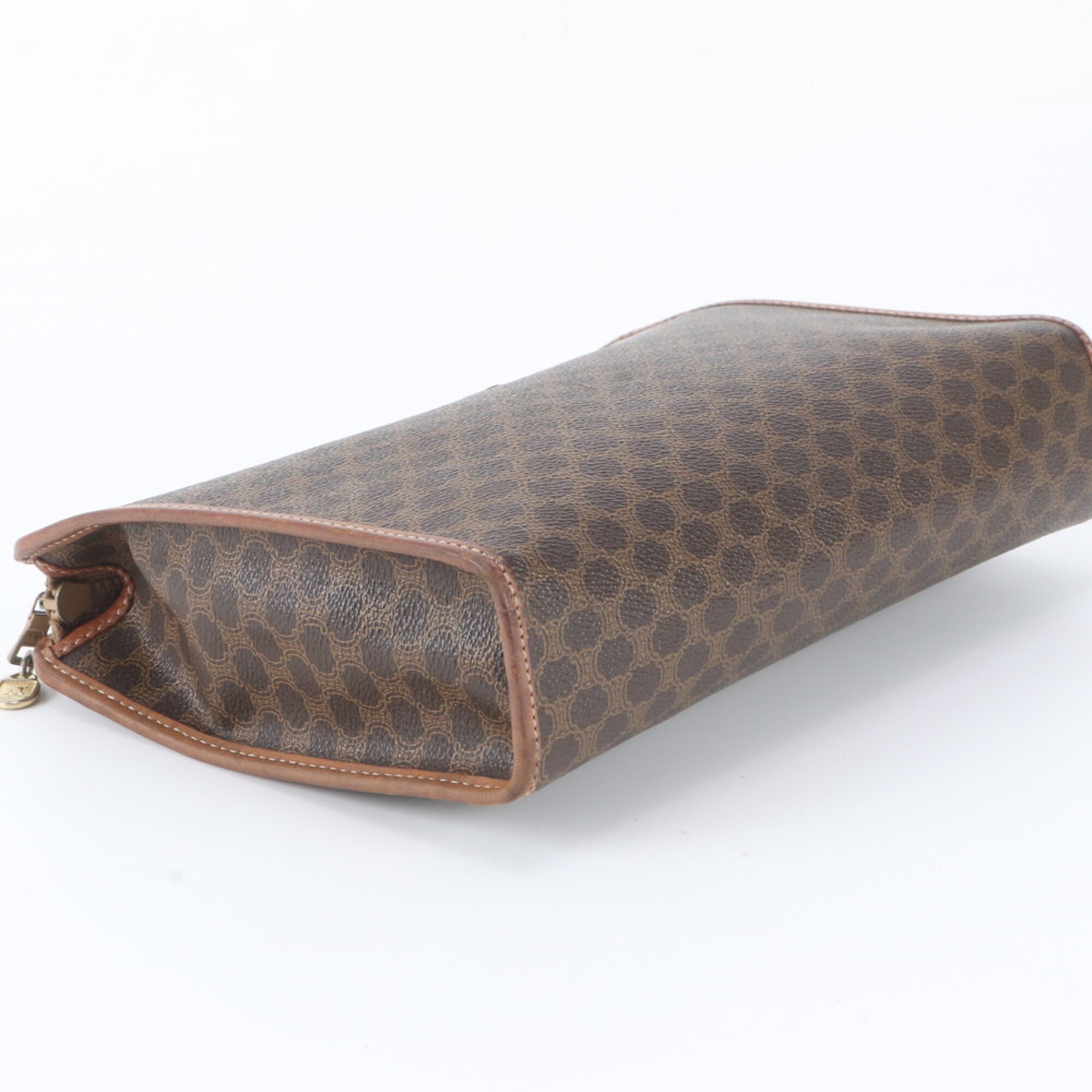 Celine Macadam Brown Coated Canvas Leather Handbag Pouch (Pre-Owned)