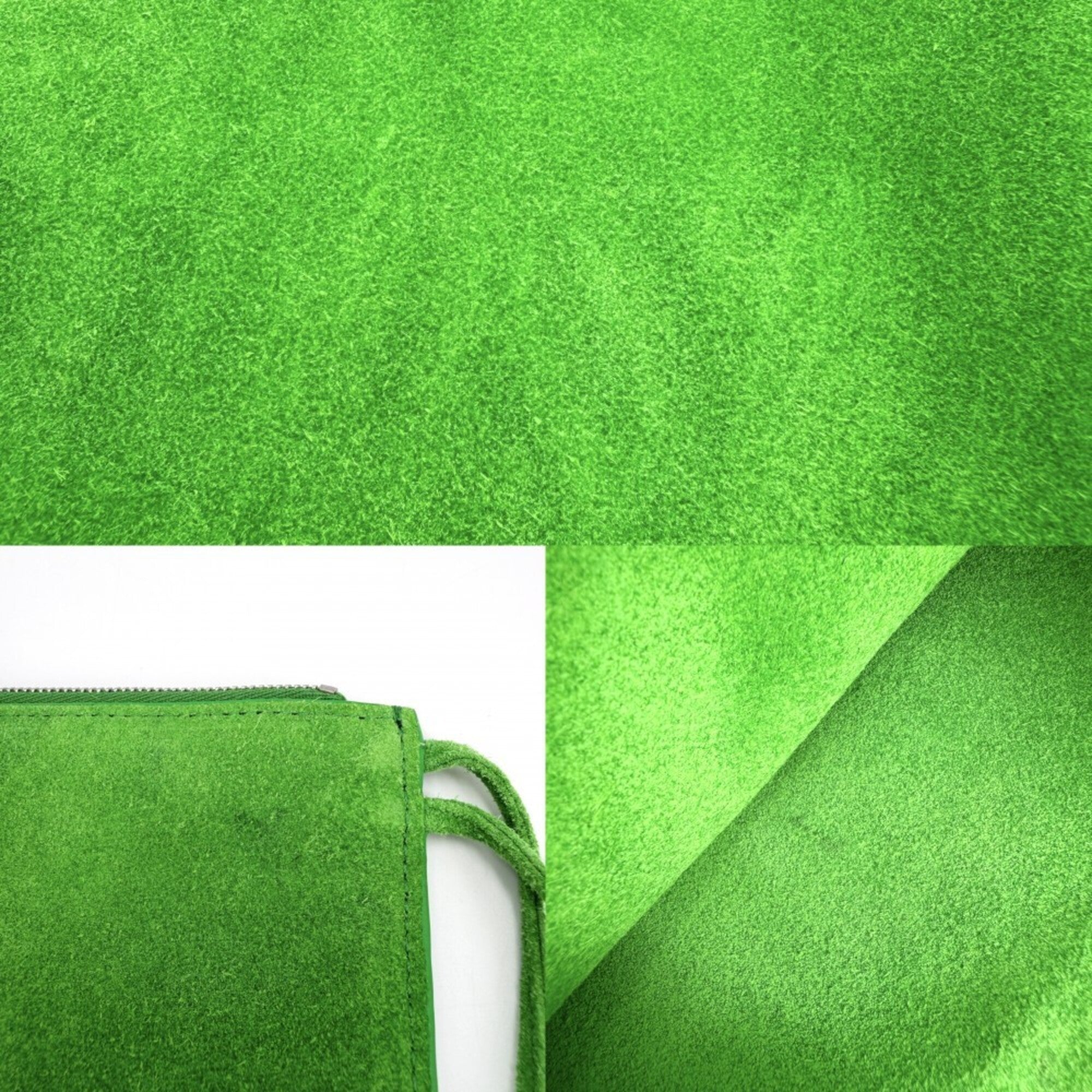 Bottega Veneta Green White Leather Handbag Pouch Tote Bag (Pre-Owned)