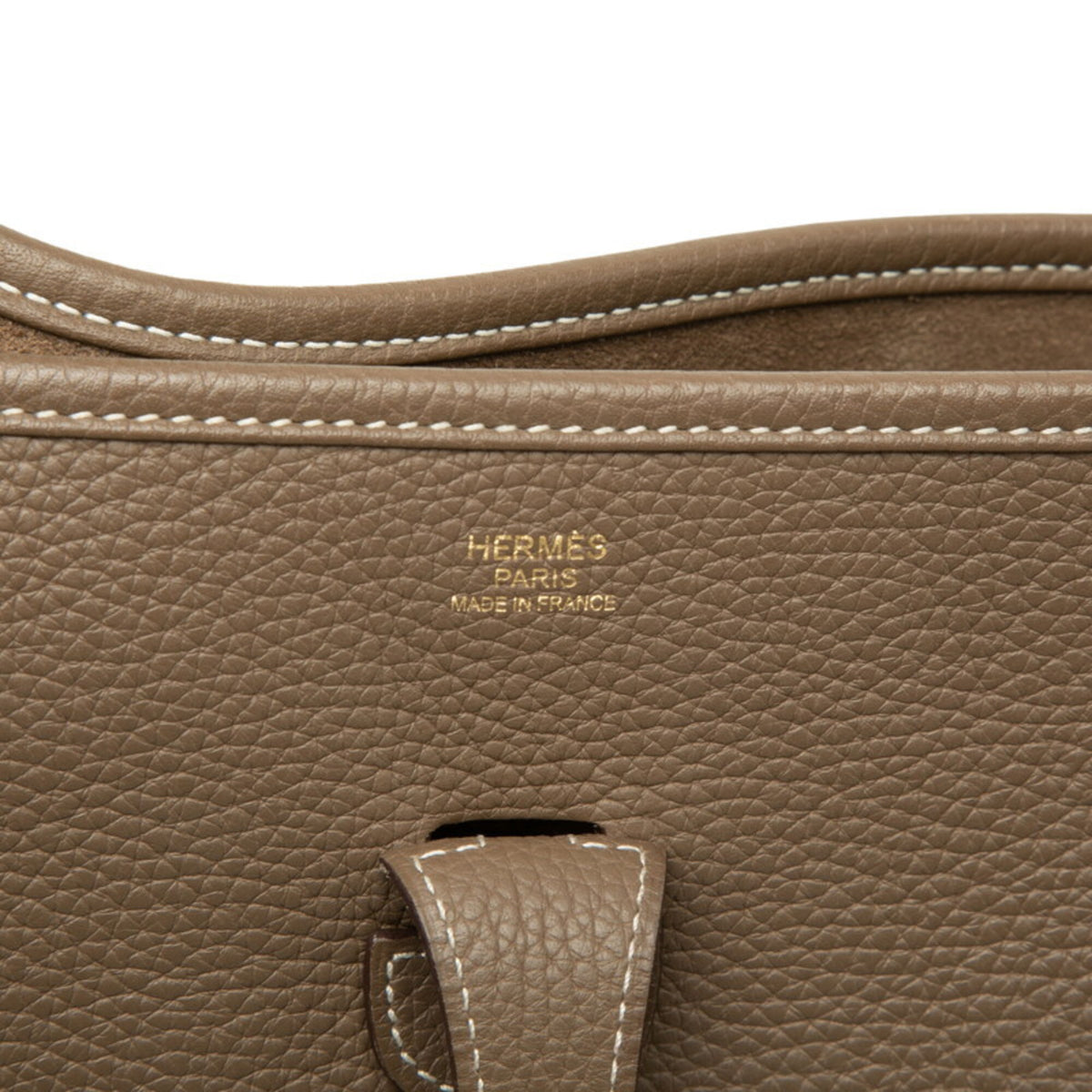 Hermes Etoupe Gray Taurillon Clemence Leather Shoulder Bag (Pre-Owned)