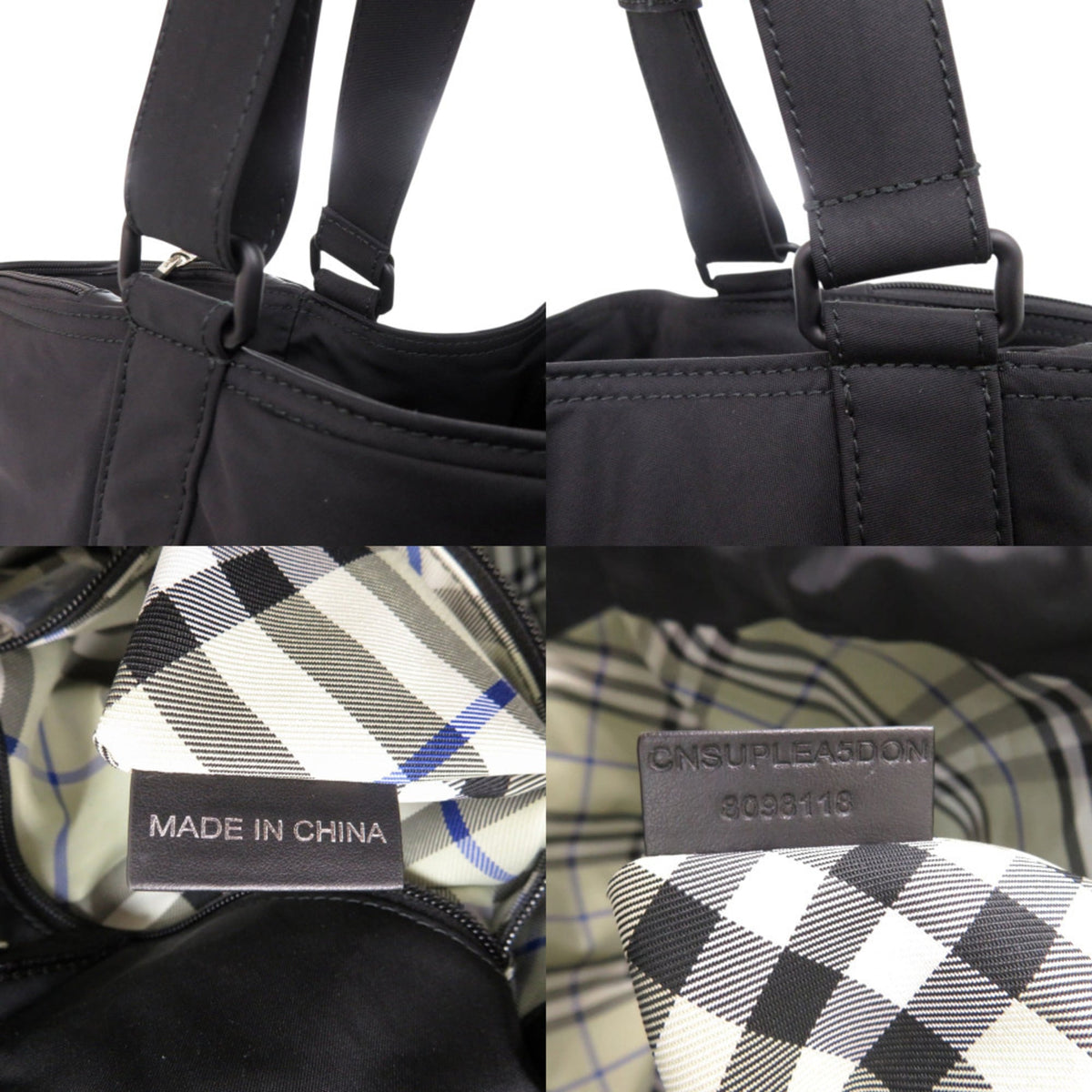 Burberry Beige Black Cotton Nylon Tote Bag (Pre-Owned)
