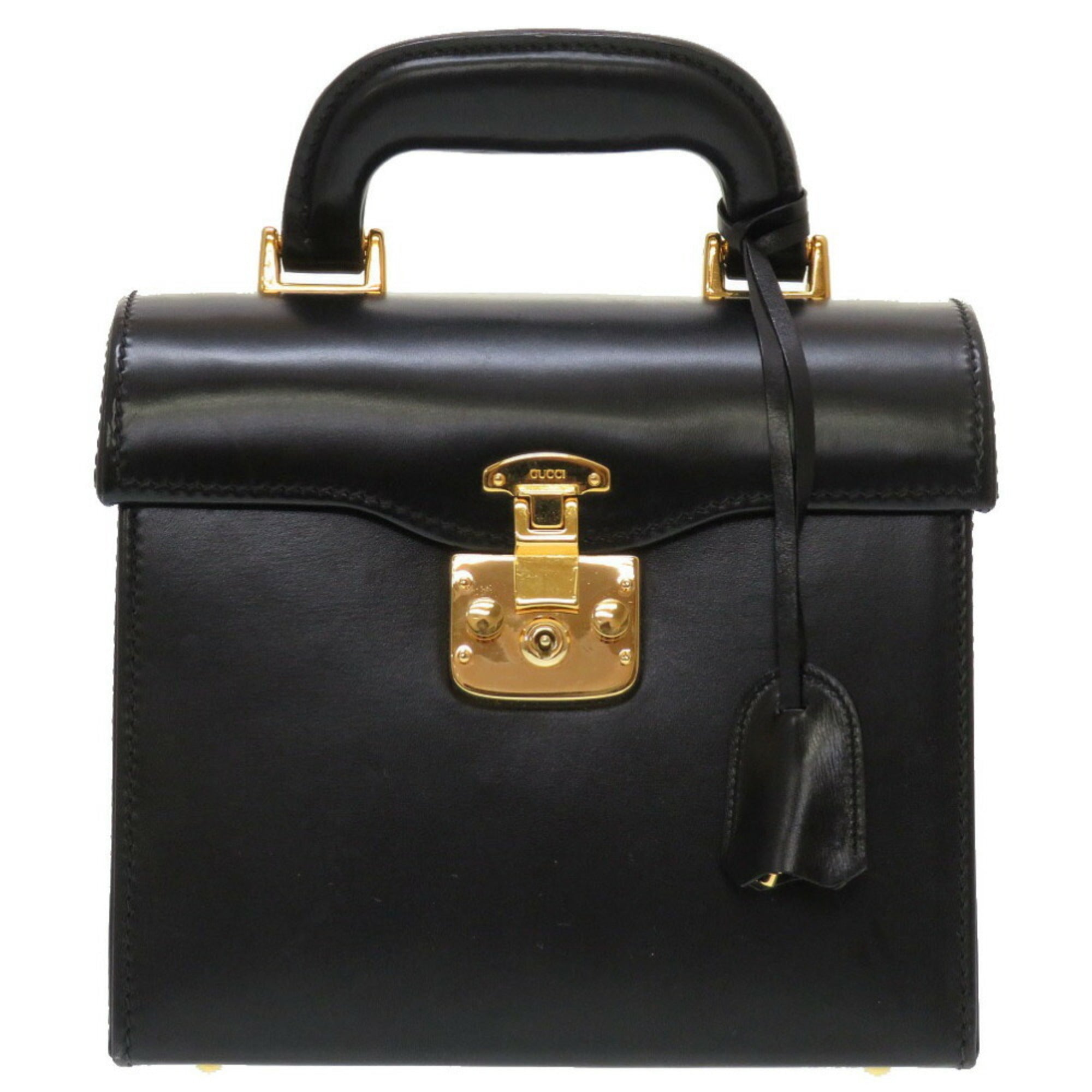 Gucci Black Leather Handbag Vanity Bag (Pre-Owned)