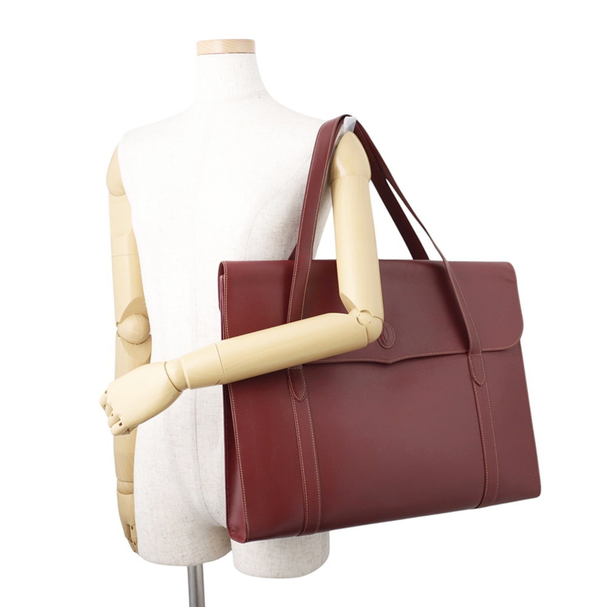 Cartier Must Bordeaux Leather Handbag Tote Bag (Pre-Owned)