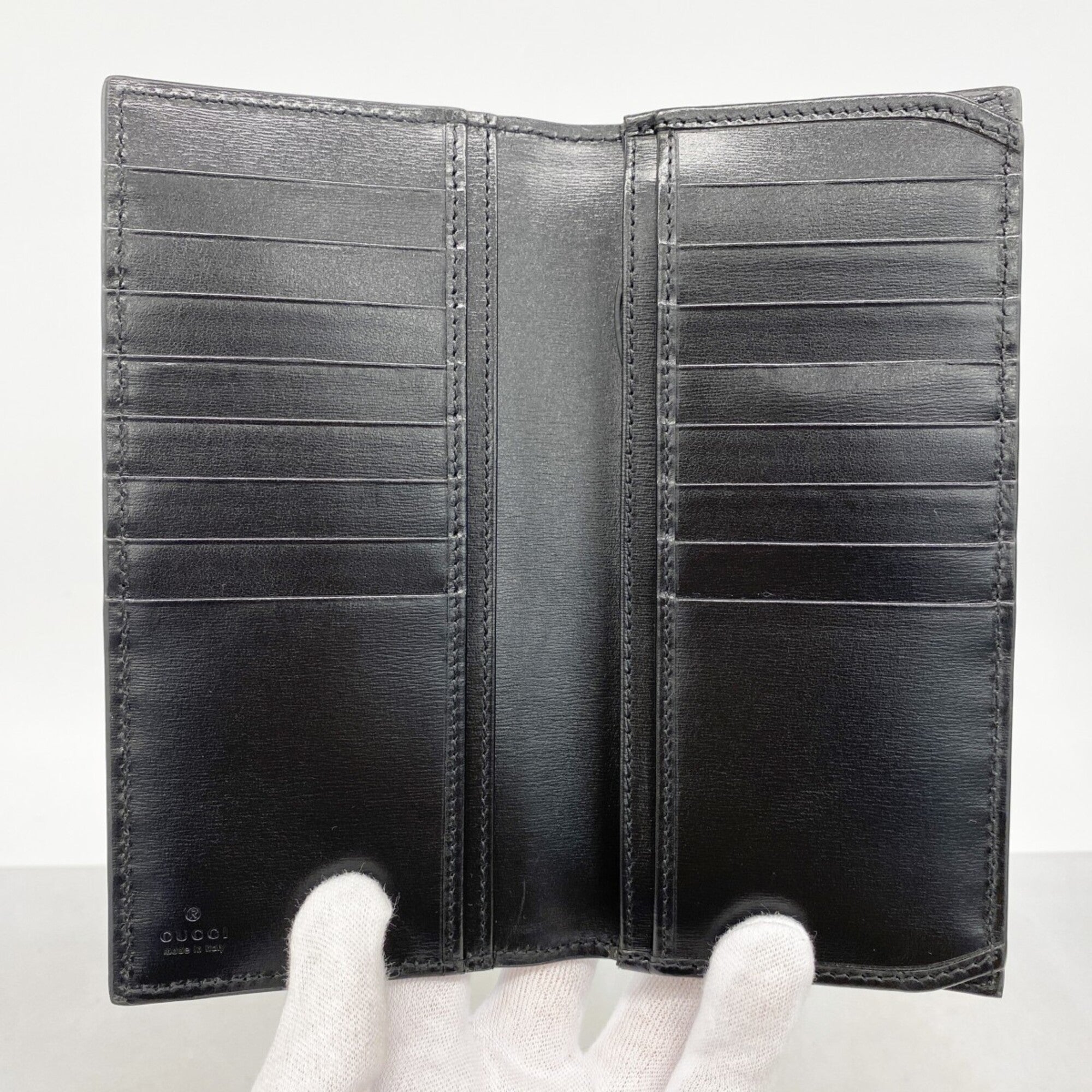 Gucci Black Leather Long Wallet (Bi-Fold) (Pre-Owned)
