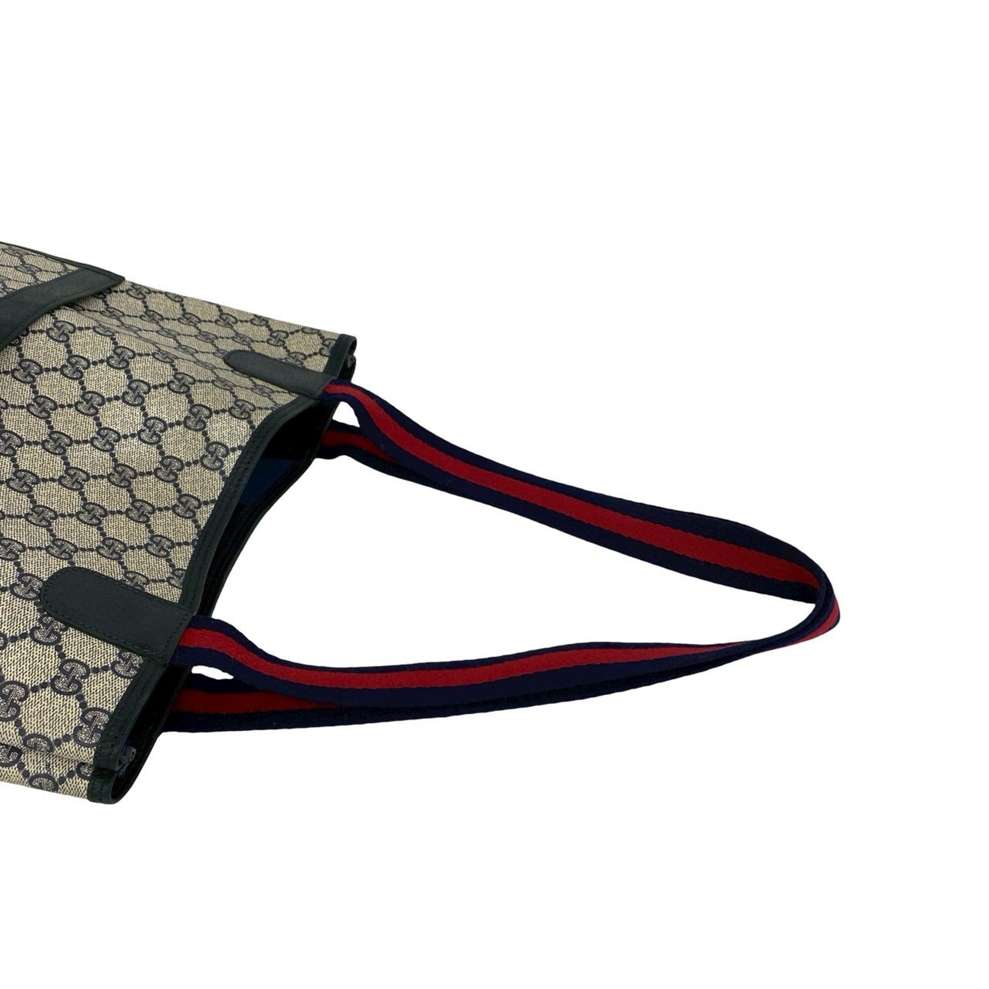 Gucci Navy Red Color Leather Pvc Shoulder Bag Tote Bag (Pre-Owned)