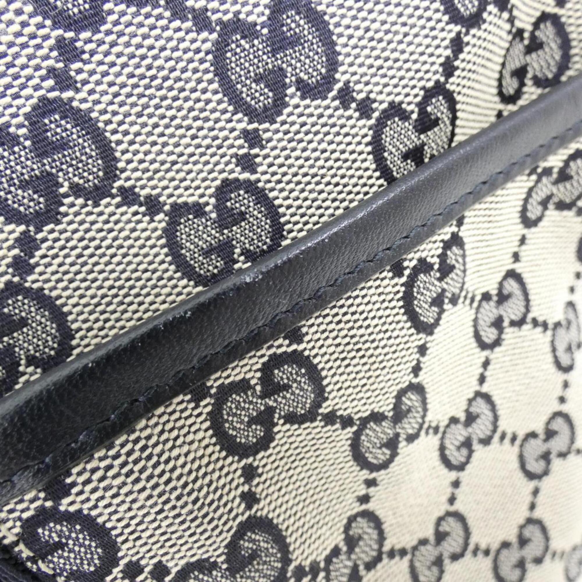 Gucci Beige Blue Gg Canvas Shoulder Bag (Pre-Owned)