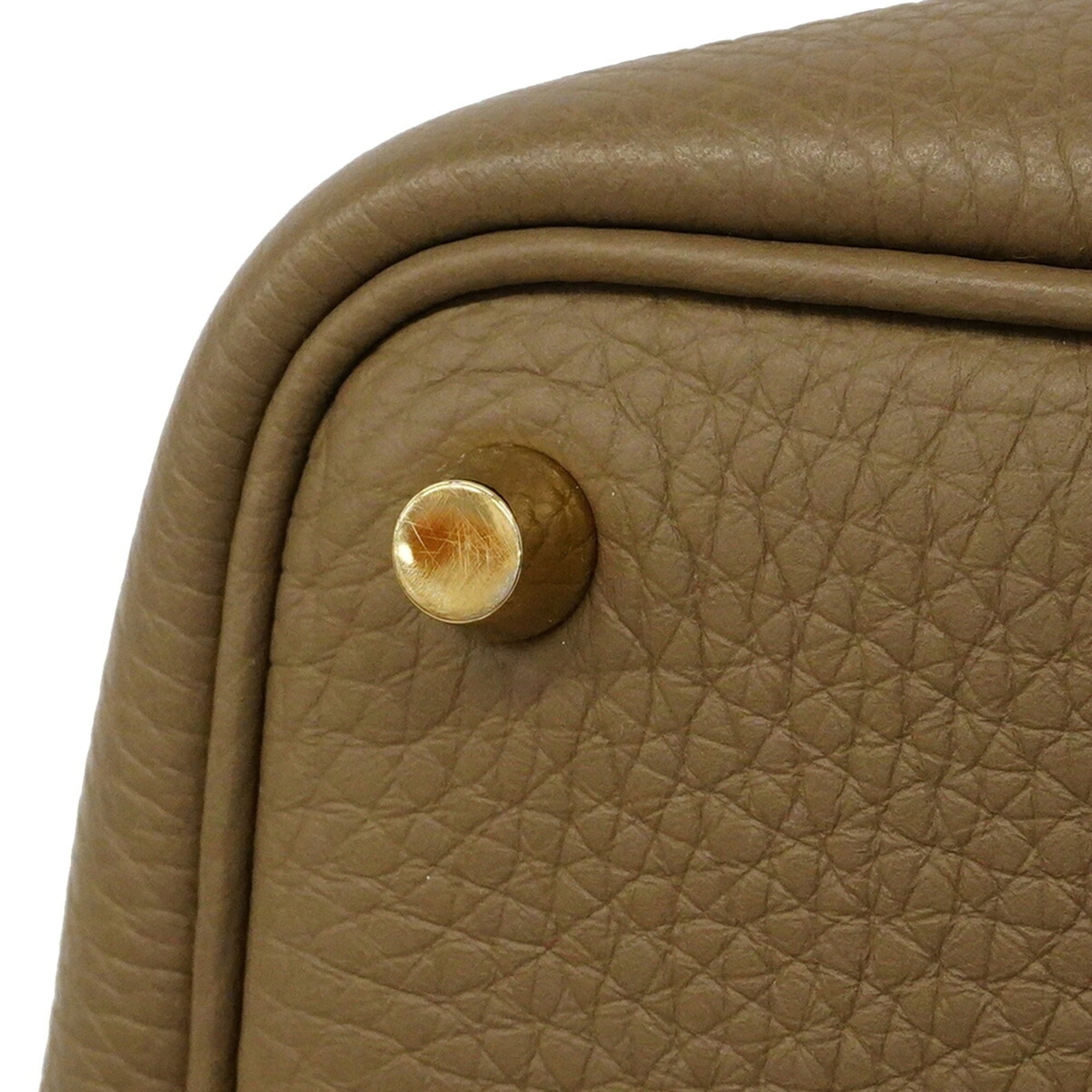 Hermes Etoupe Gray Taurillon Clemence Leather Handbag (Pre-Owned)