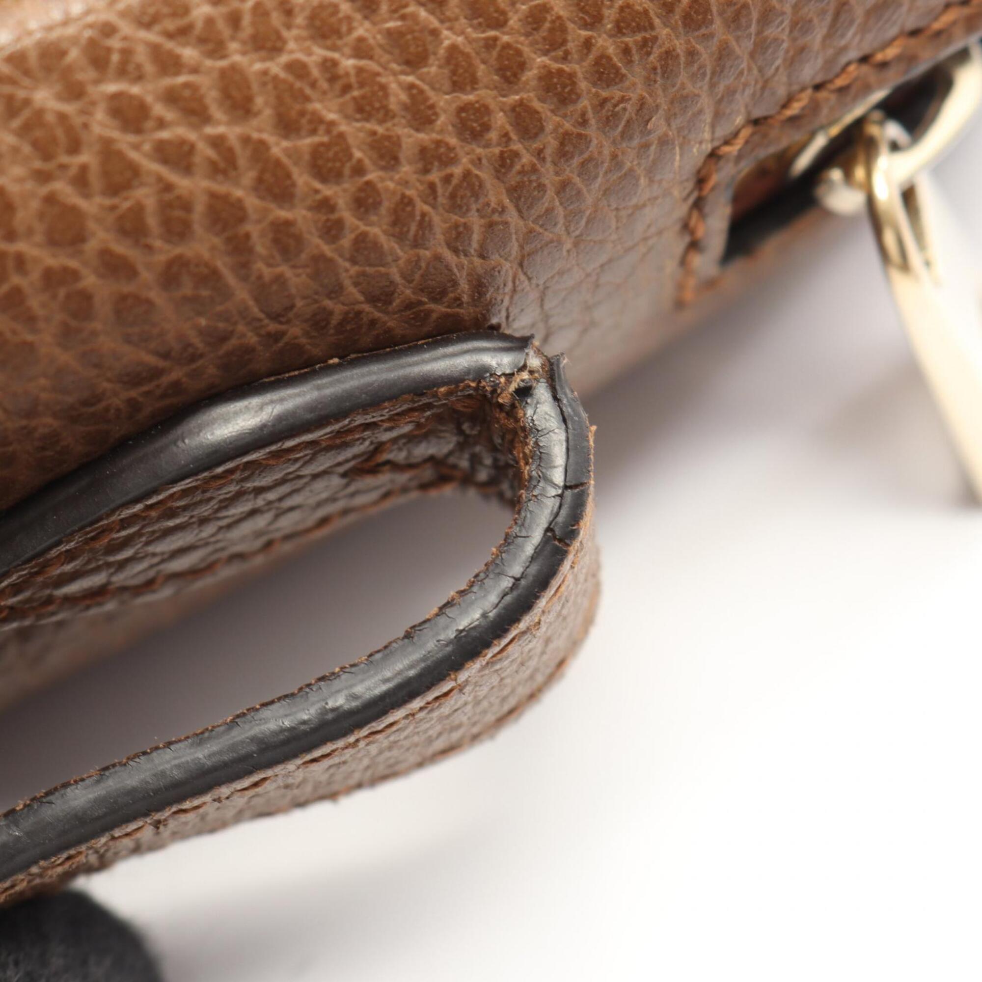 Gucci Beige Brown Canvas Leather Handbag Shoulder Bag (Pre-Owned)