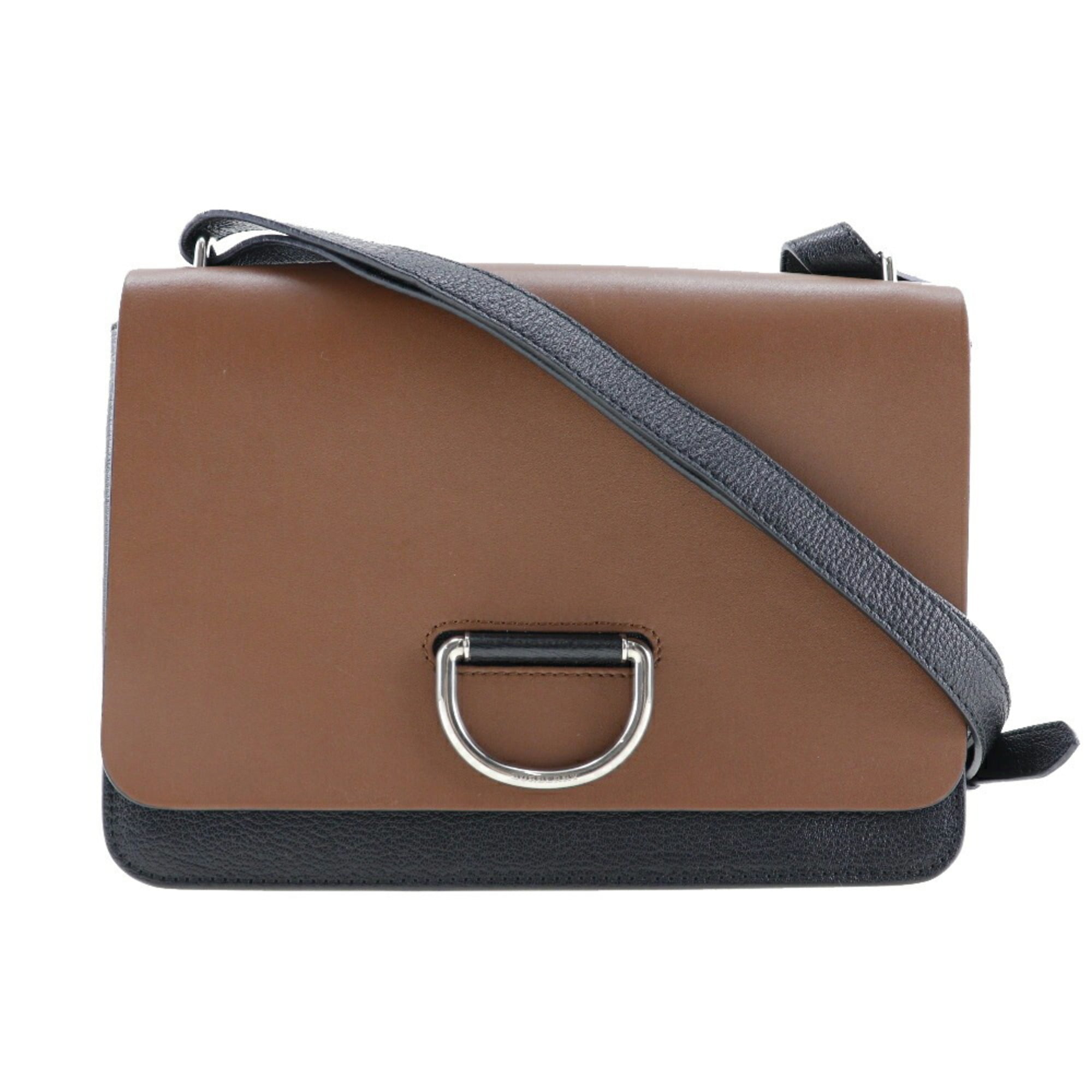 Burberry Black Brown Leather Shoulder Bag (Pre-Owned)