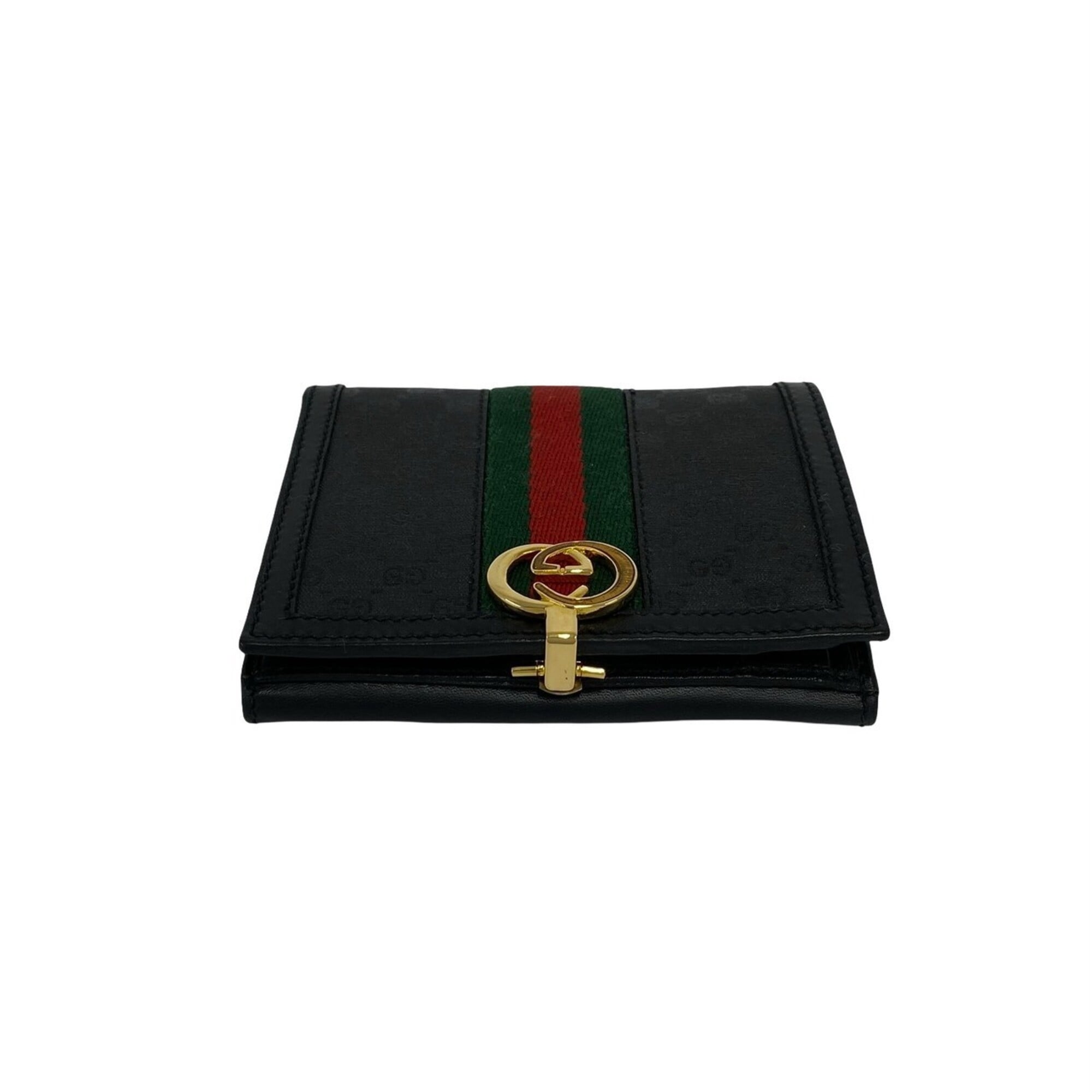 Gucci Black Green Red Color Leather Pvc Wallet (Bi-Fold) (Pre-Owned)