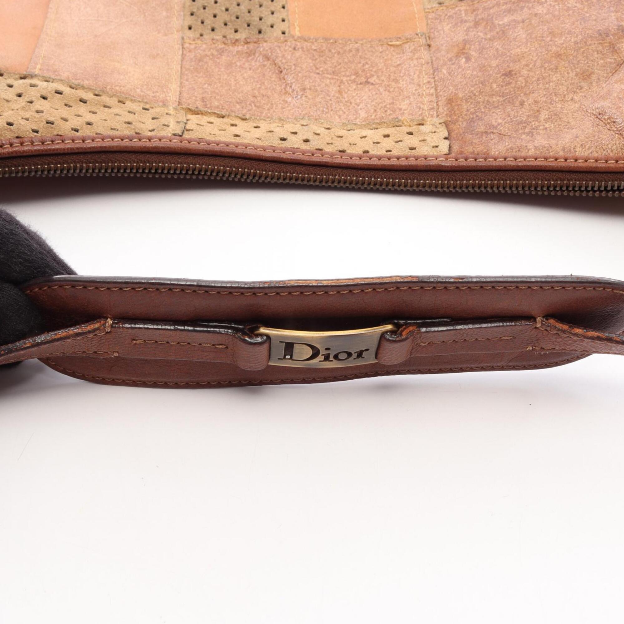 Christian Dior Brown Multi-Color Leather Suede Shoulder Bag (Pre-Owned)