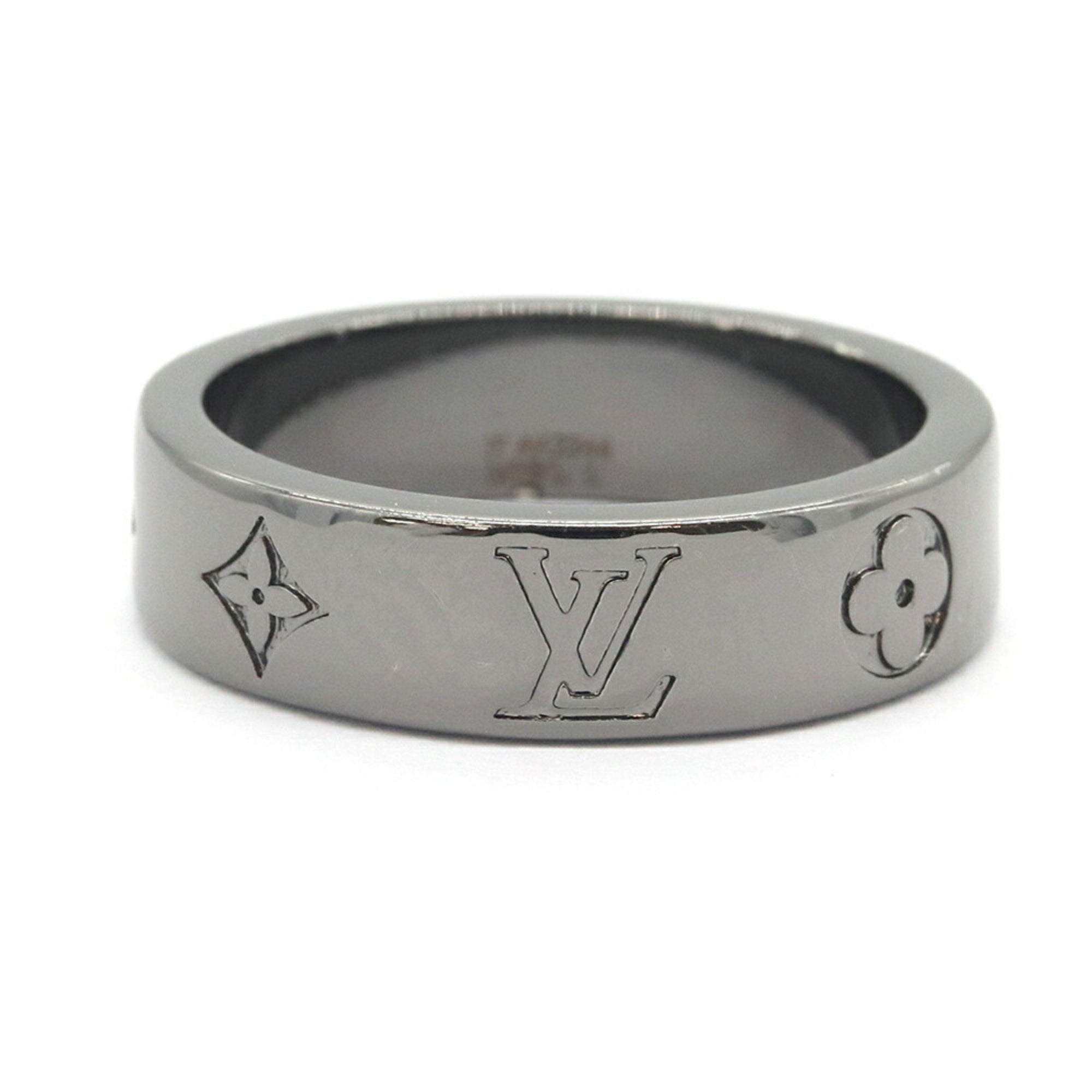 Louis Vuitton Silver Metal Ruthenium Band Ring (Pre-Owned)