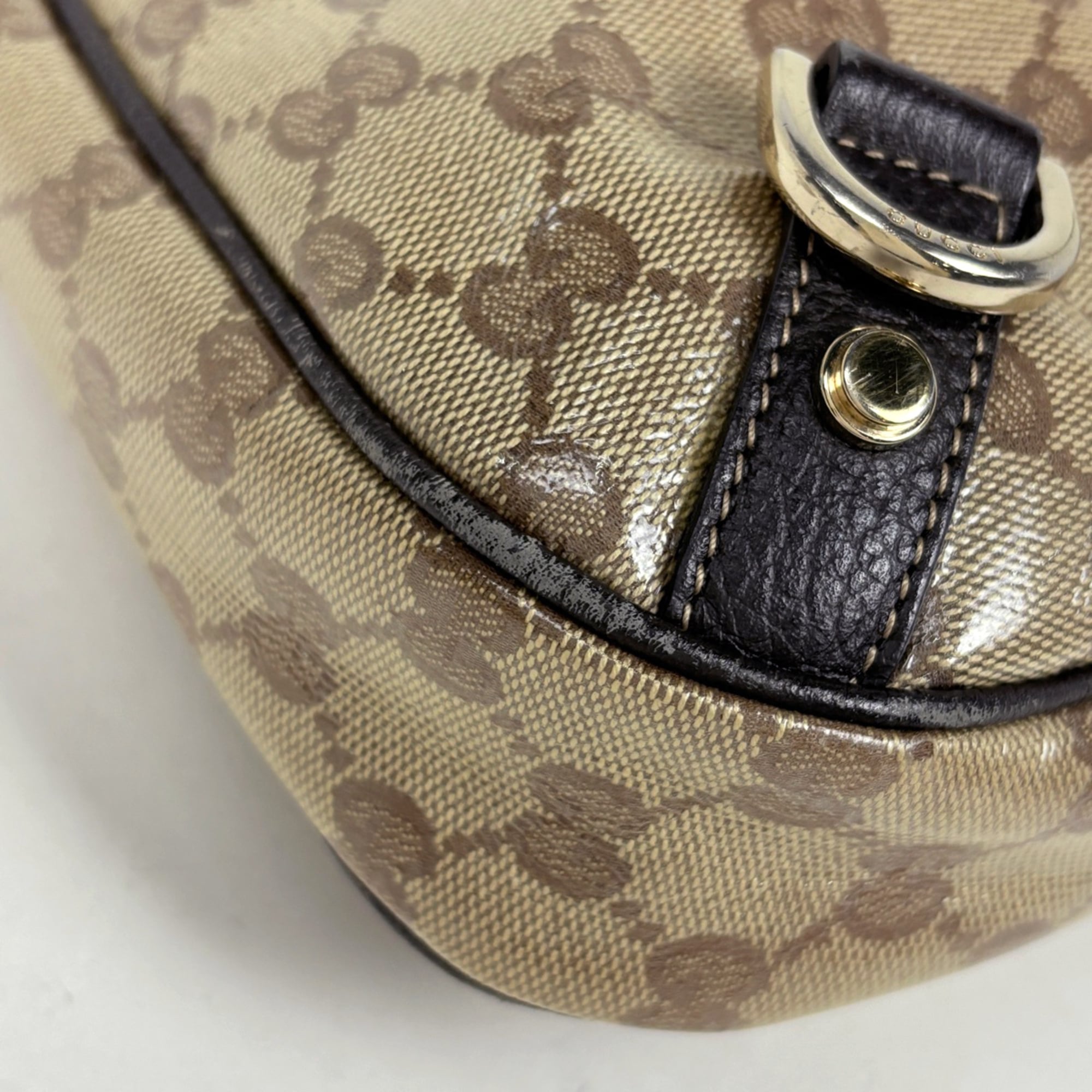 Gucci Brown Coated Canvas Leather Shoulder Bag (Pre-Owned)