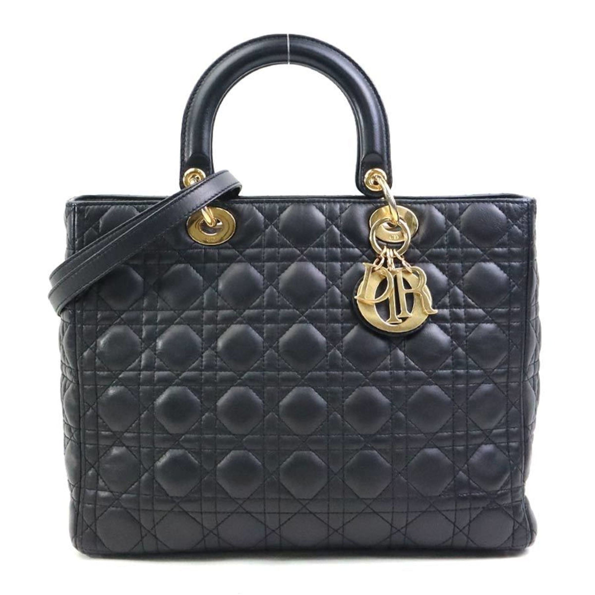 Christian Dior Black Leather Handbag Shoulder Bag (Pre-Owned)