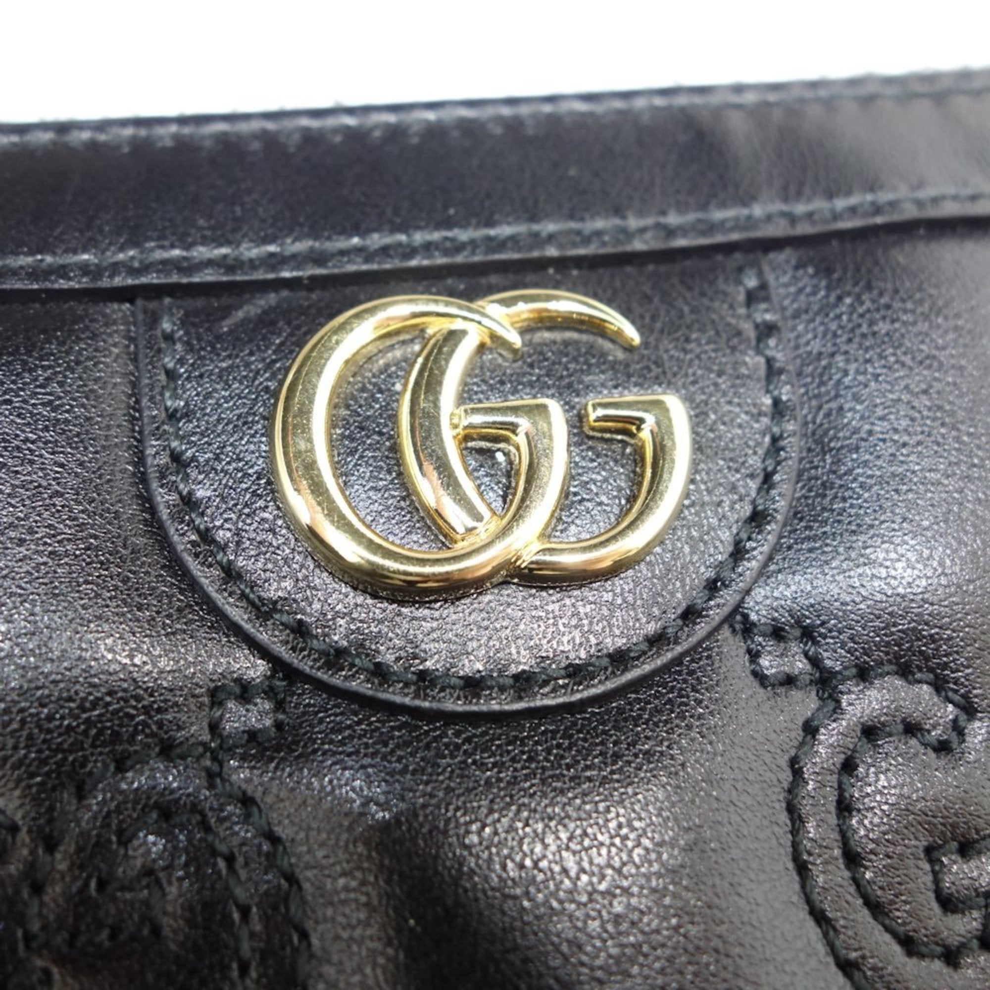 Gucci Black Leather Long Wallet (Bi-Fold) (Pre-Owned)